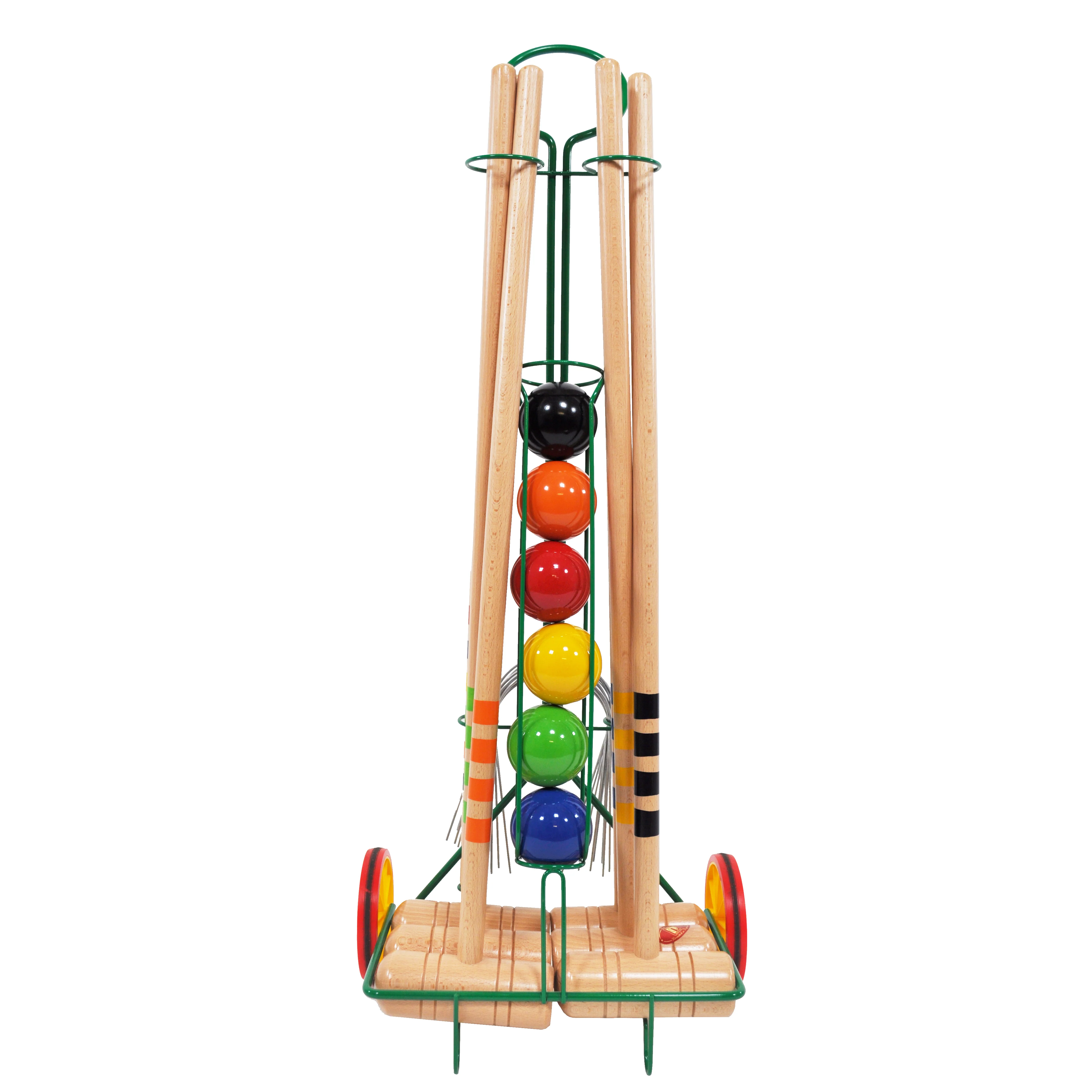 6-Player Croquet Set with Metal Trolley