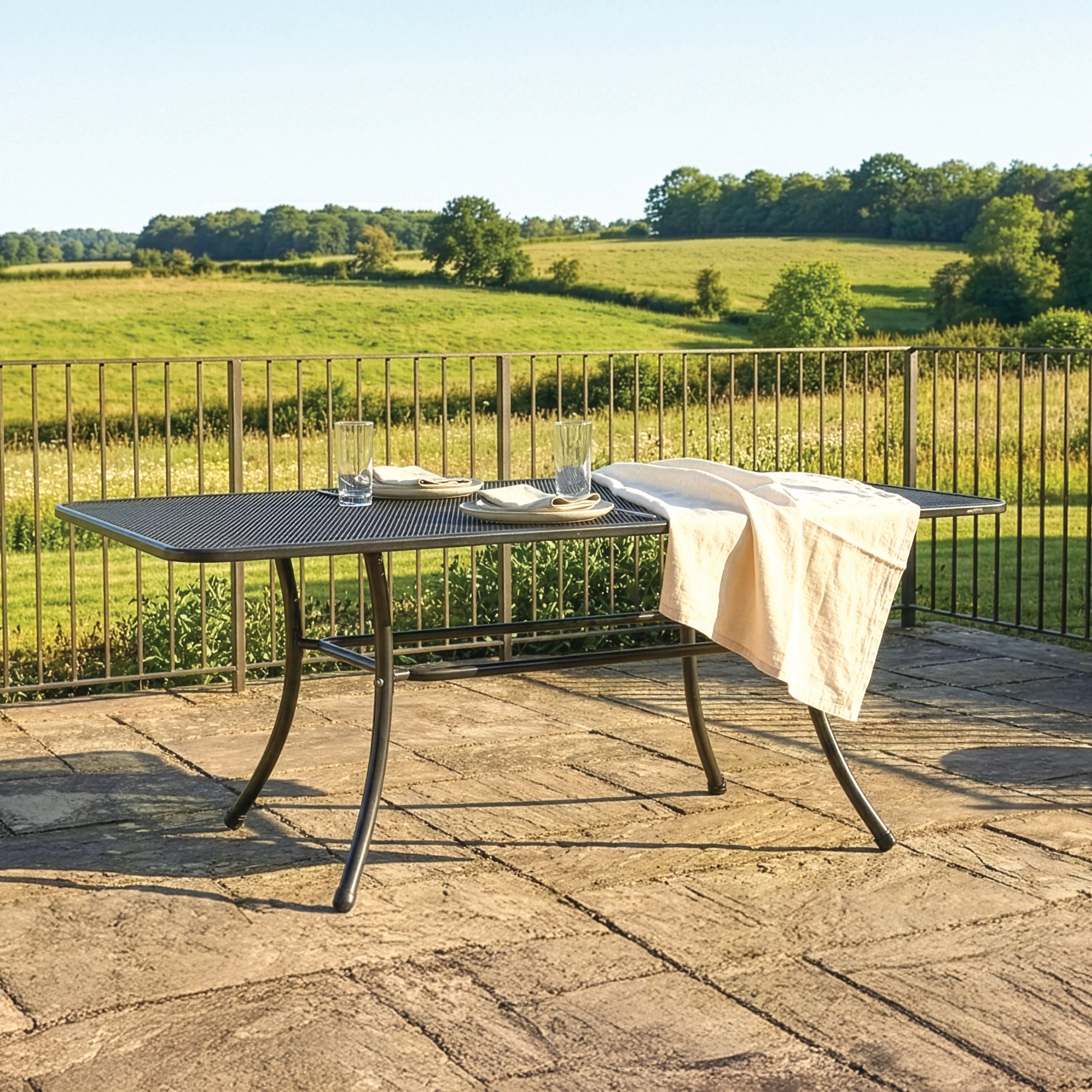 79x40-inch Wrought Iron Mesh Top Table - Image 2