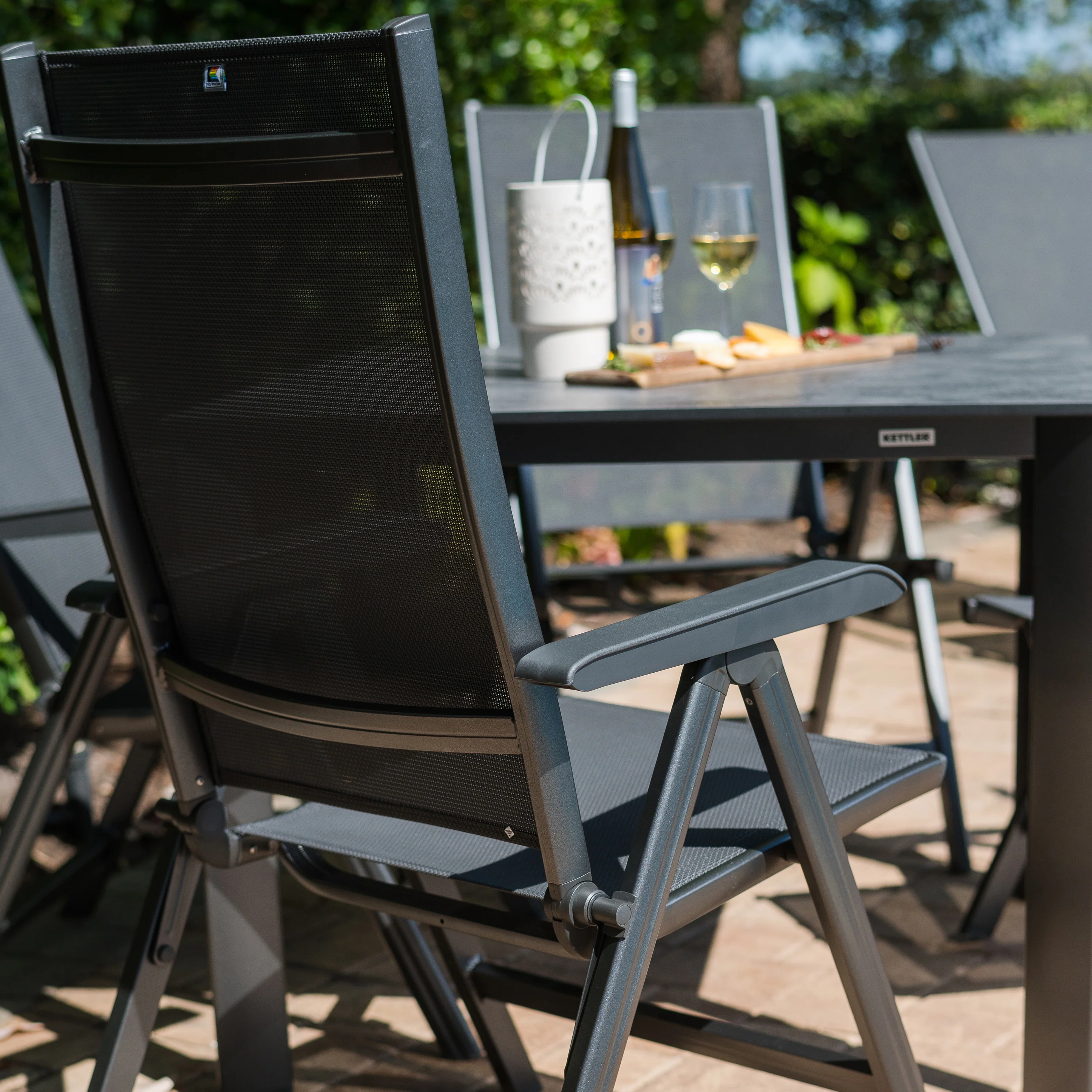 Basic Plus 5-Piece Dining Set- Multi-Position Chairs & Table with Umbrella Hole - Image 3