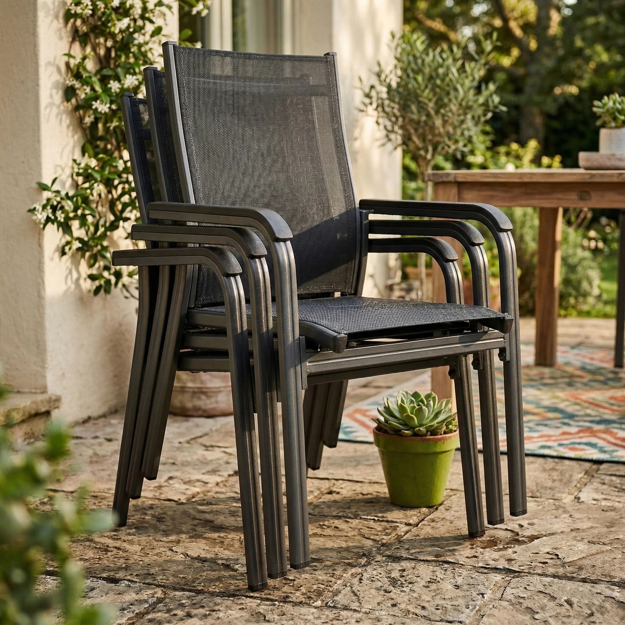 Basic Plus K/D Stack Chair, Anthracite - Image 3