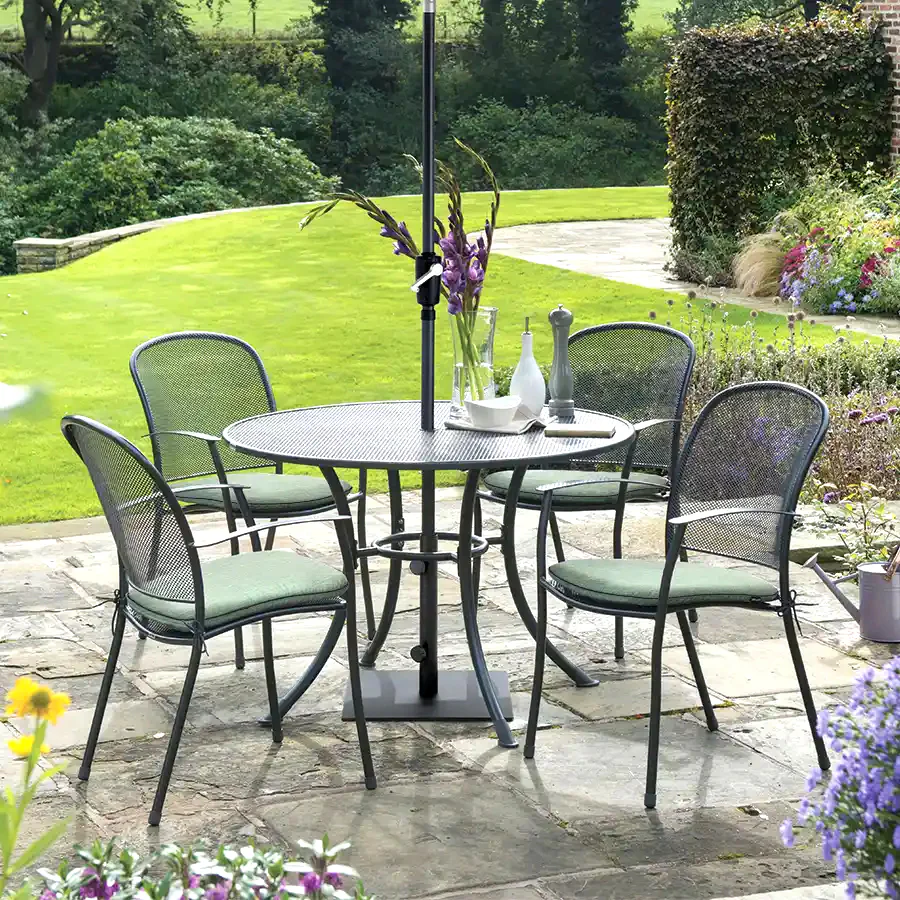 Caredo Wrought Iron Stackable Arm Chair - Image 9