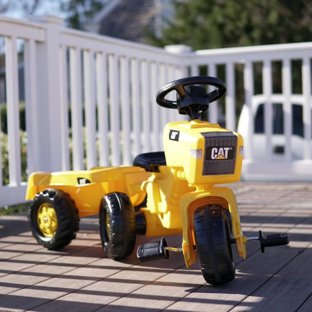 CAT 3-Wheeled Pedal Tractor With Trailer - Image 2