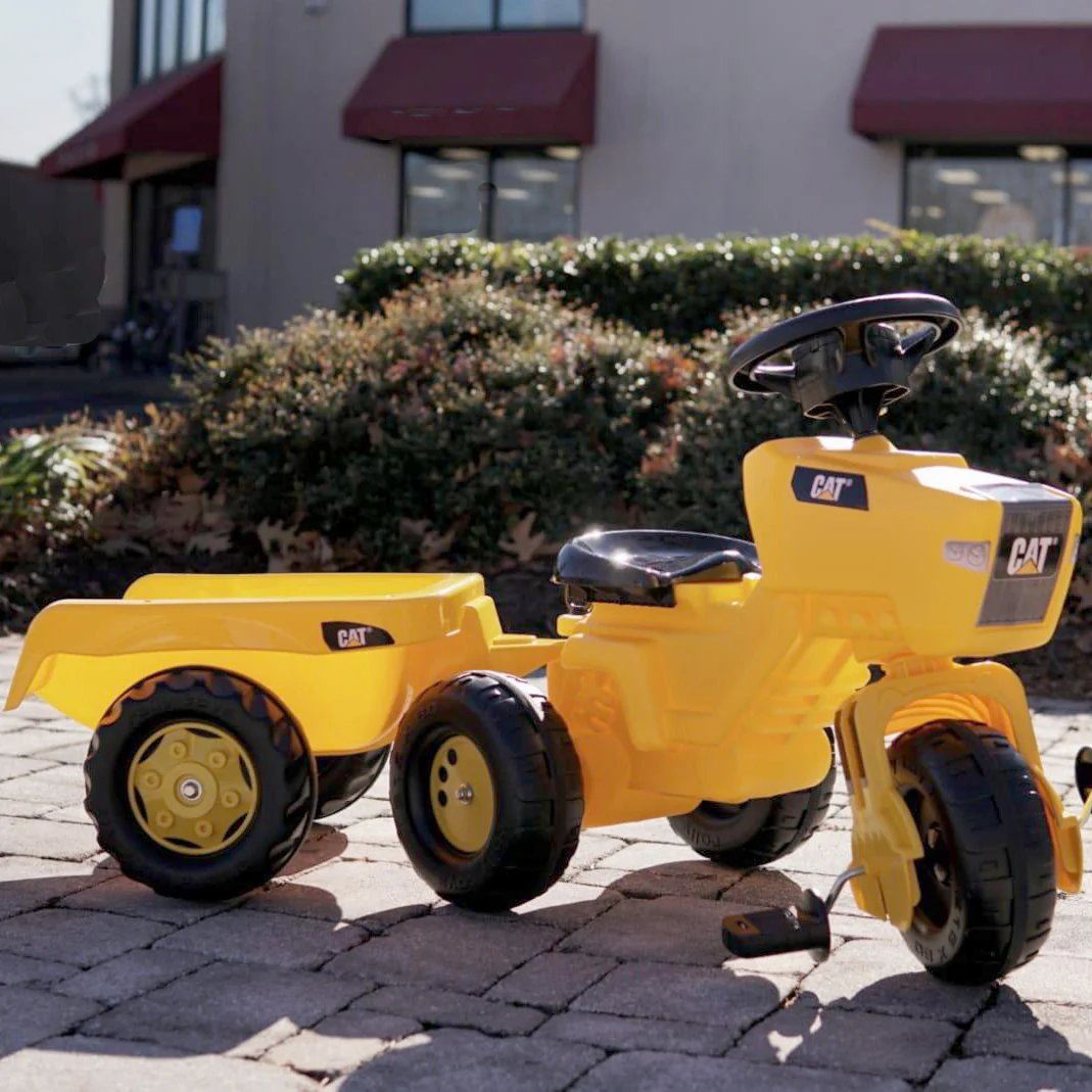 CAT 3-Wheeled Pedal Tractor With Trailer - Image 3