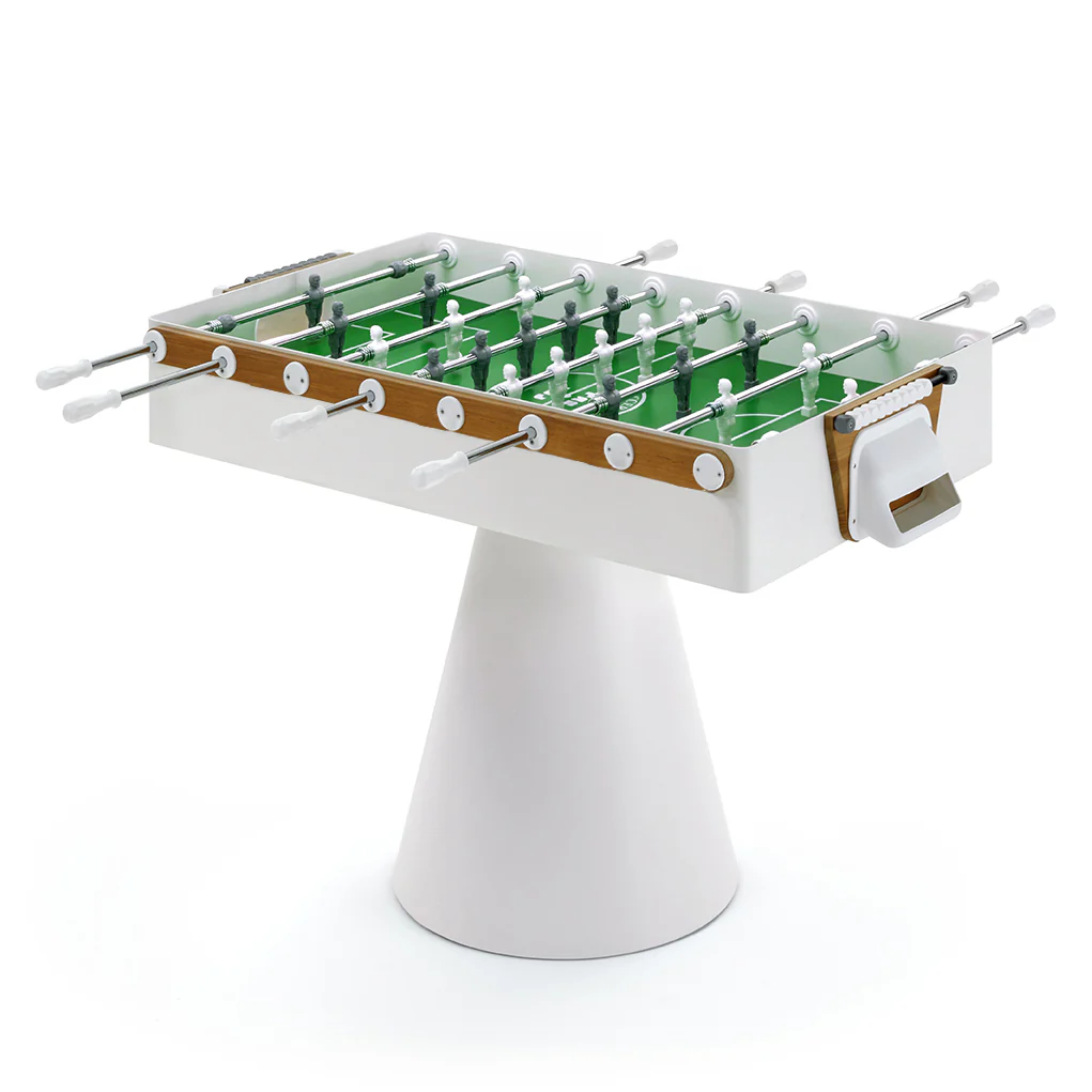 Ciclope Foosball Table in White with Entertainment Top &amp; Premium Cover