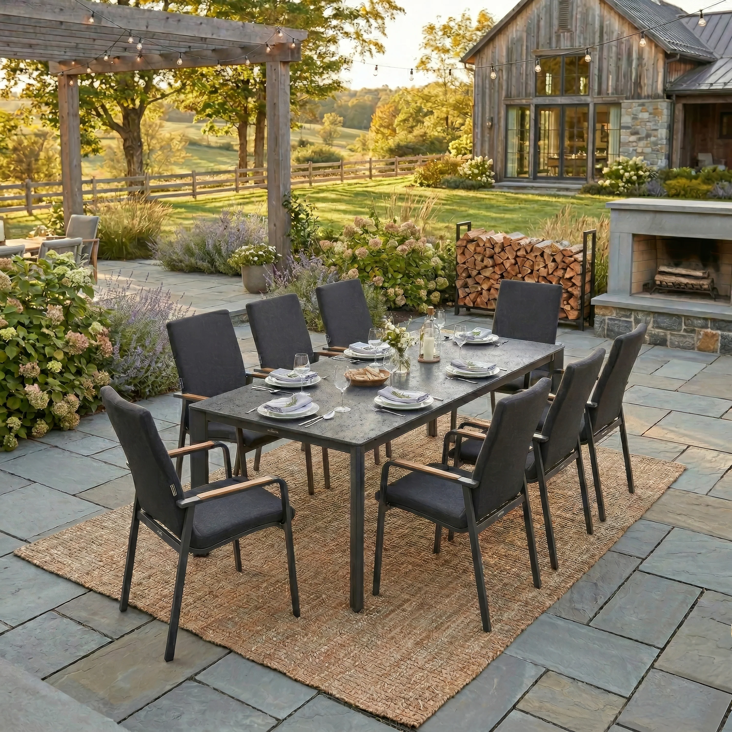 Diamond 9-Piece Dining Sets, Anthracite - Image 2