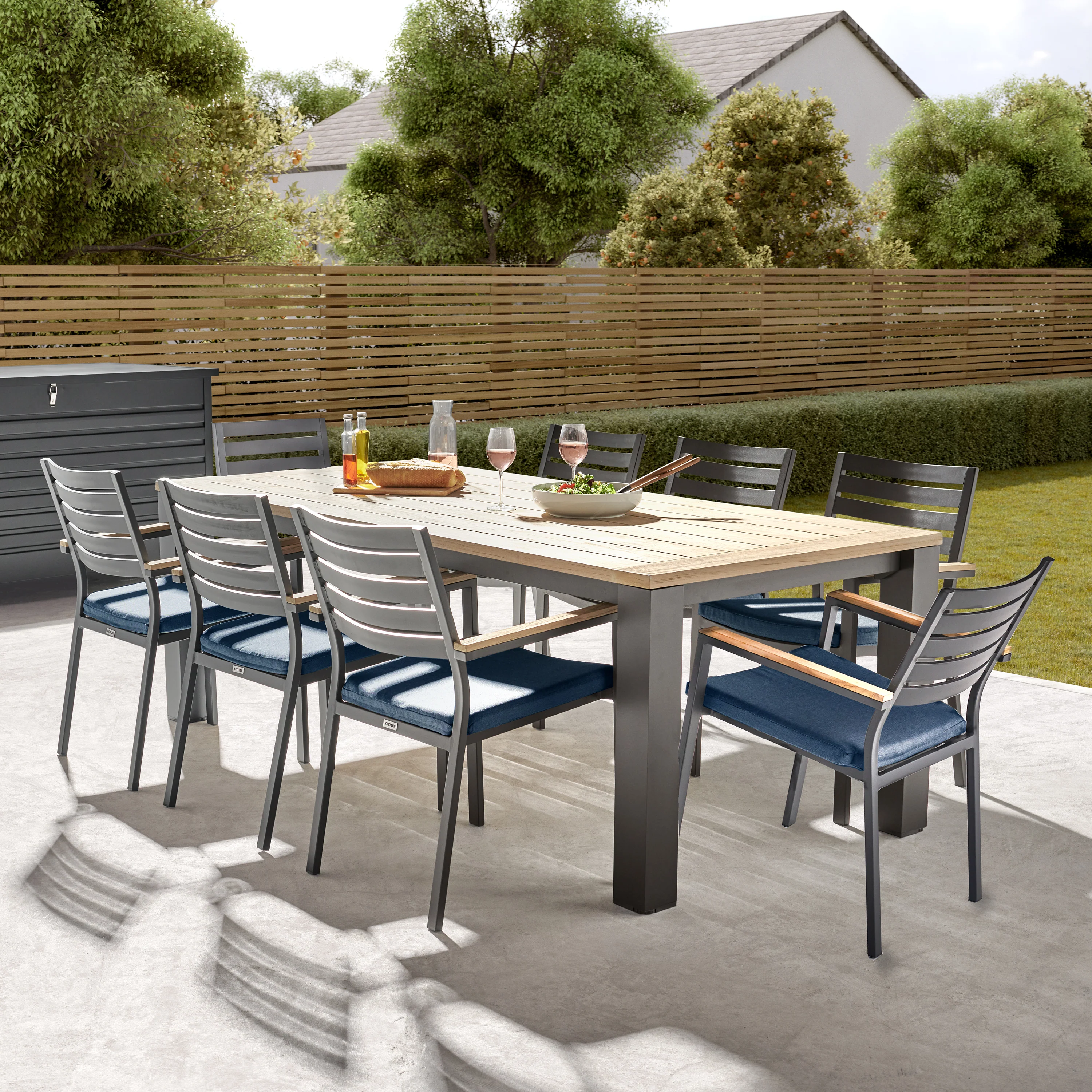 Elba 9-Piece Teak Dining Set, Spectrum Indigo - Image 3