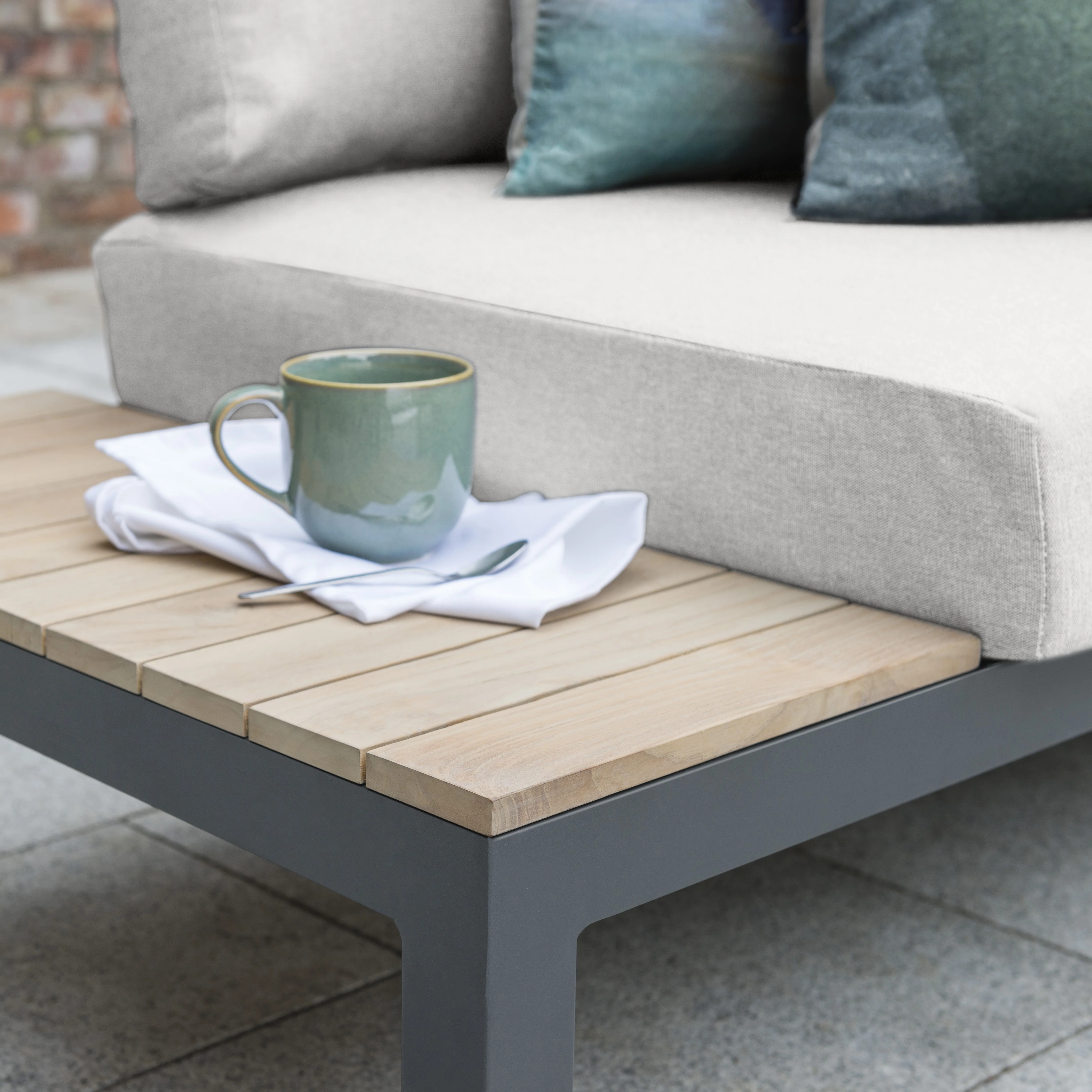Elba Aluminum 4-Piece Corner Set With Teak Accents - Image 3