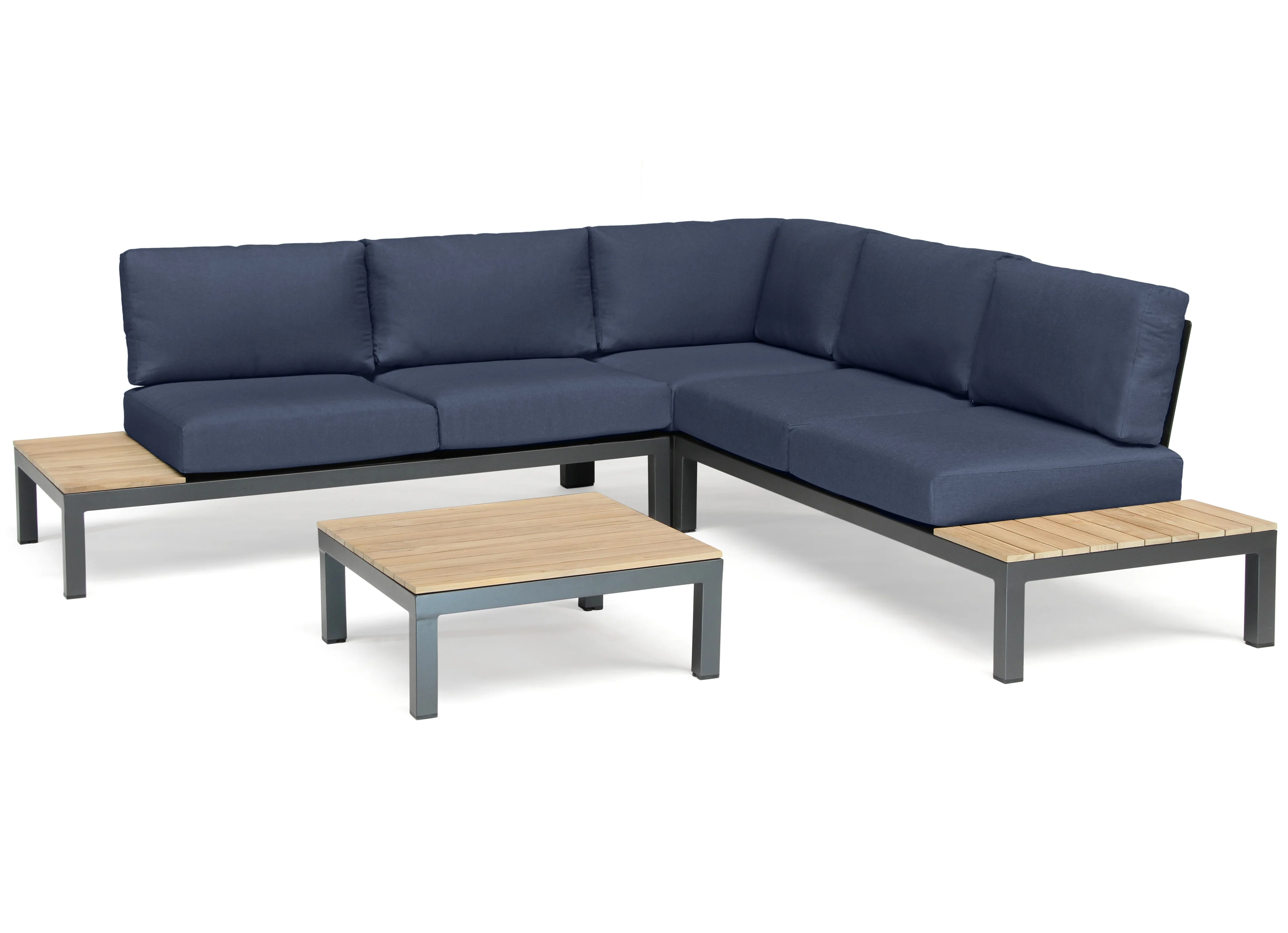 Elba Aluminum 4-Piece Corner Set With Teak Accents - Image 7