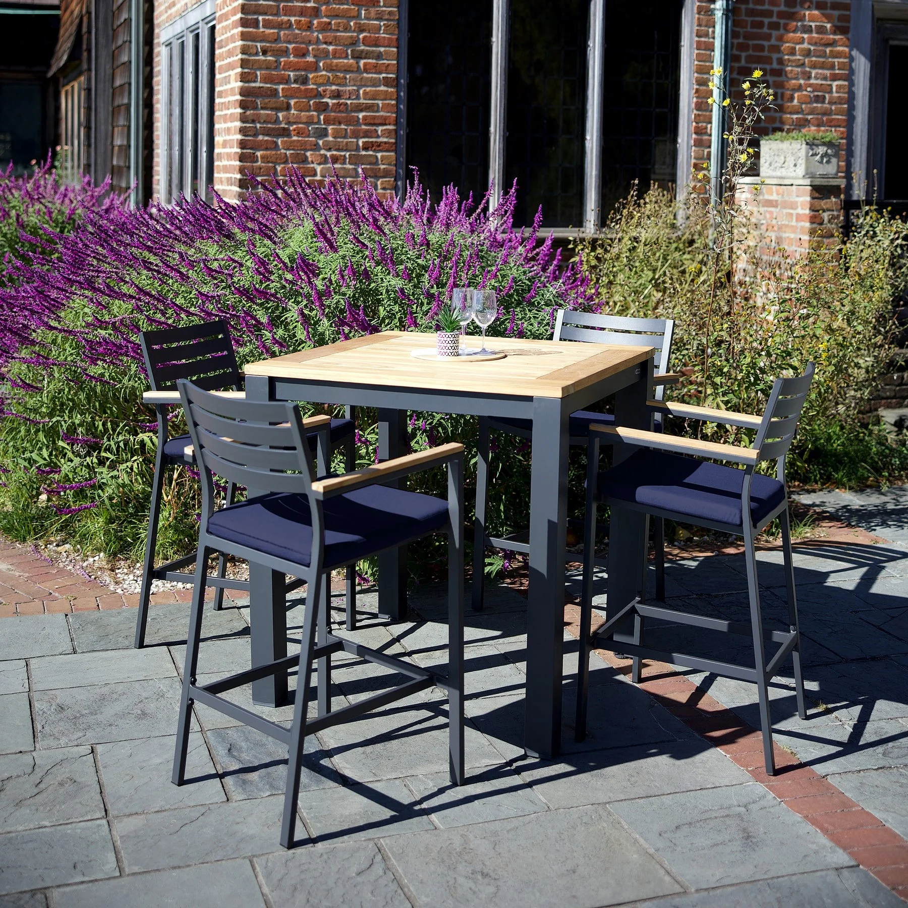 Elba Aluminum Bar Chair With Cushion - Image 7