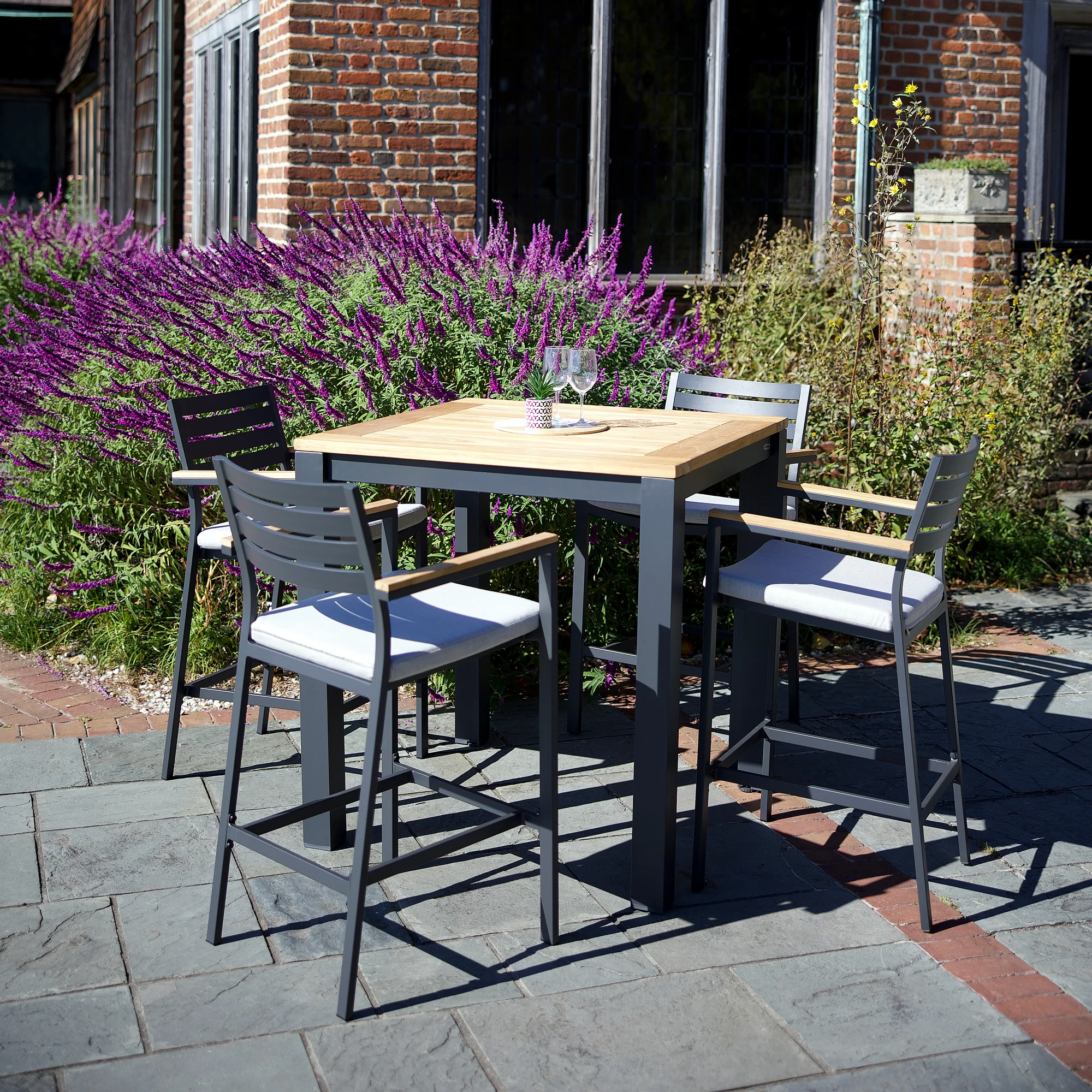 Elba Aluminum Bar Chair With Cushion - Image 6