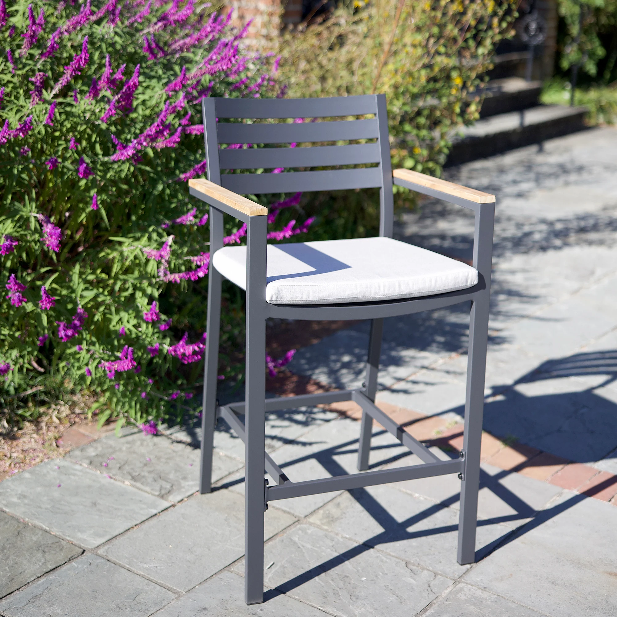 Elba Aluminum Bar Chair With Cushion - Image 4