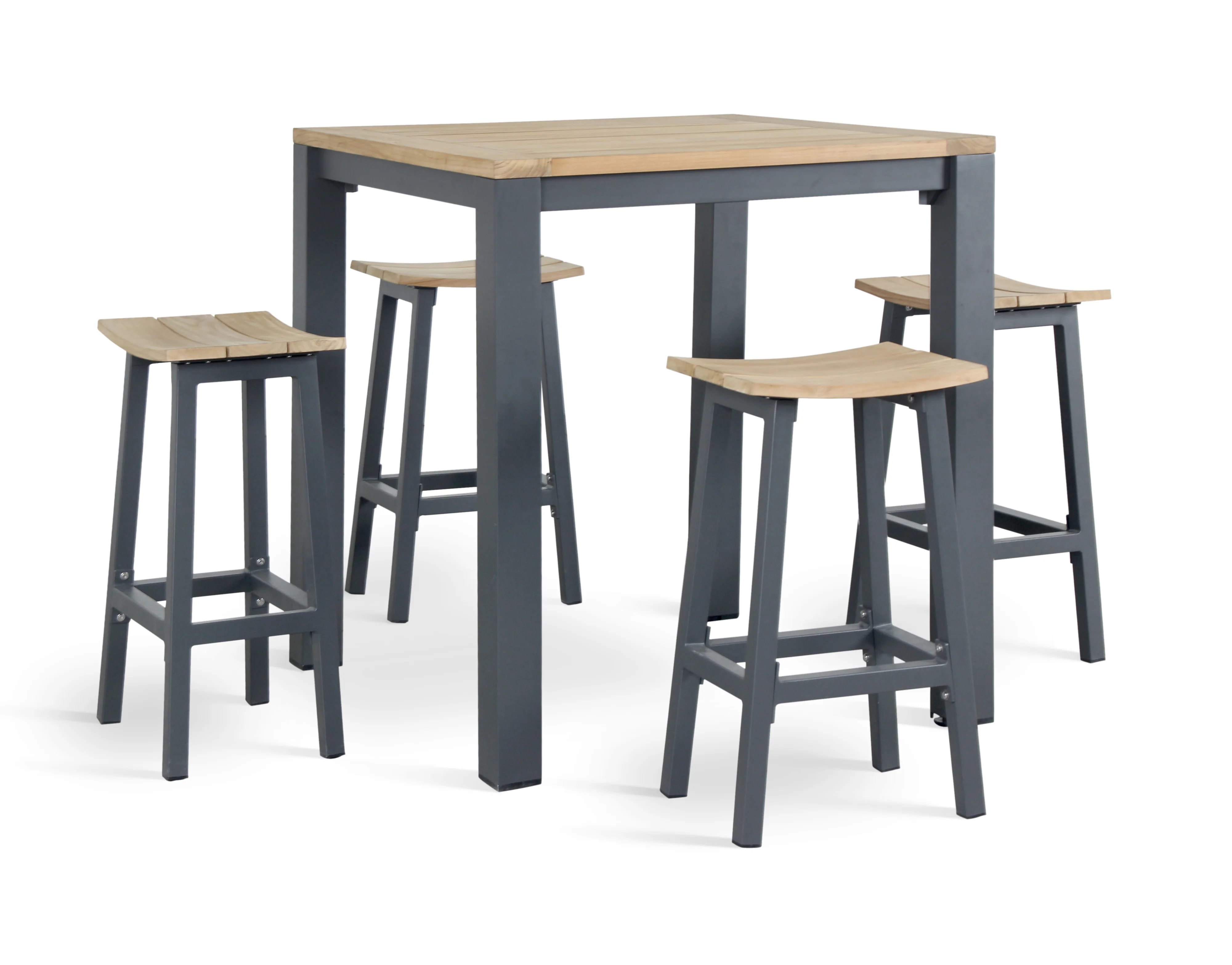 Elba Aluminum Bar Set With Teak Accents - Image 3