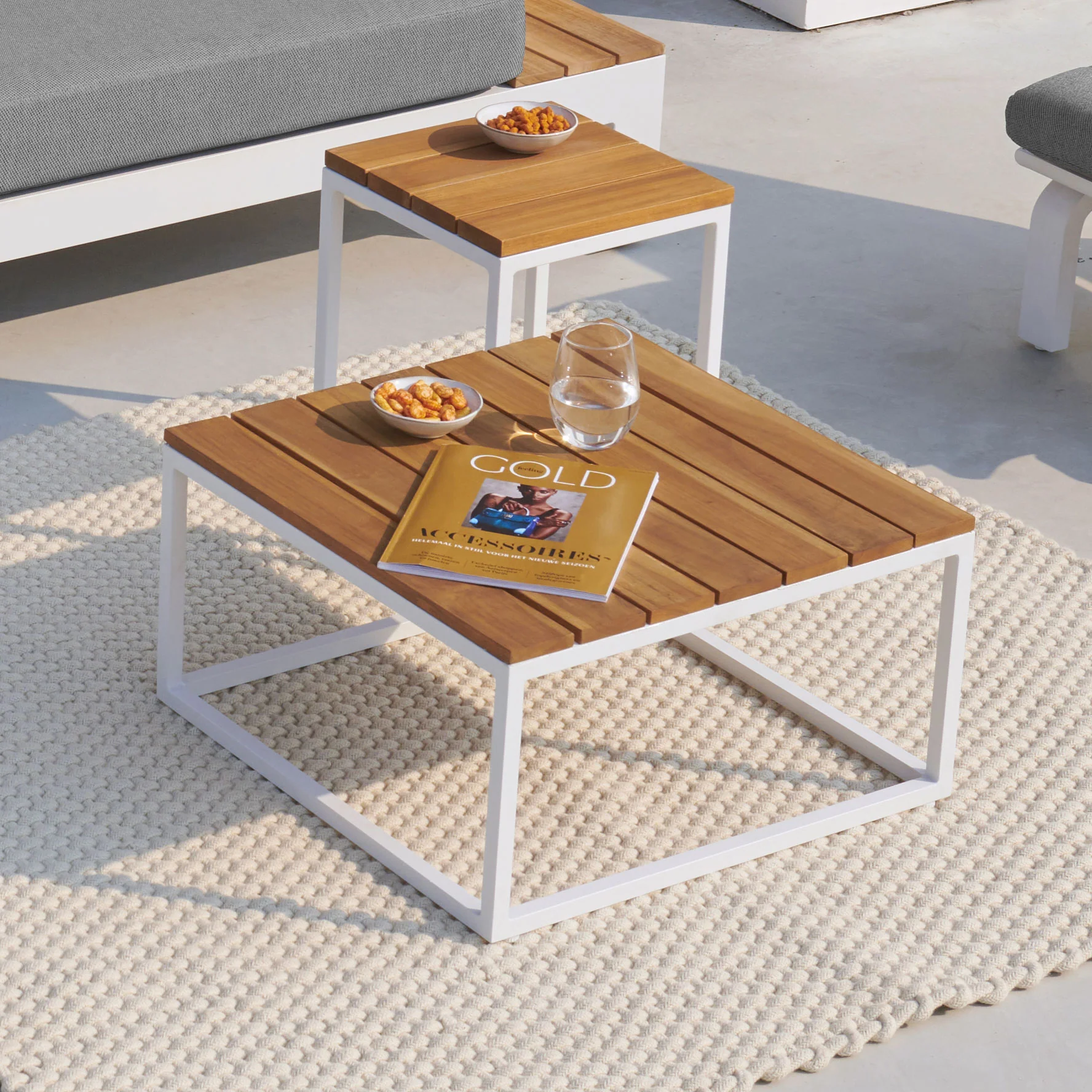 23" x 23" Coffee Table, White Frame