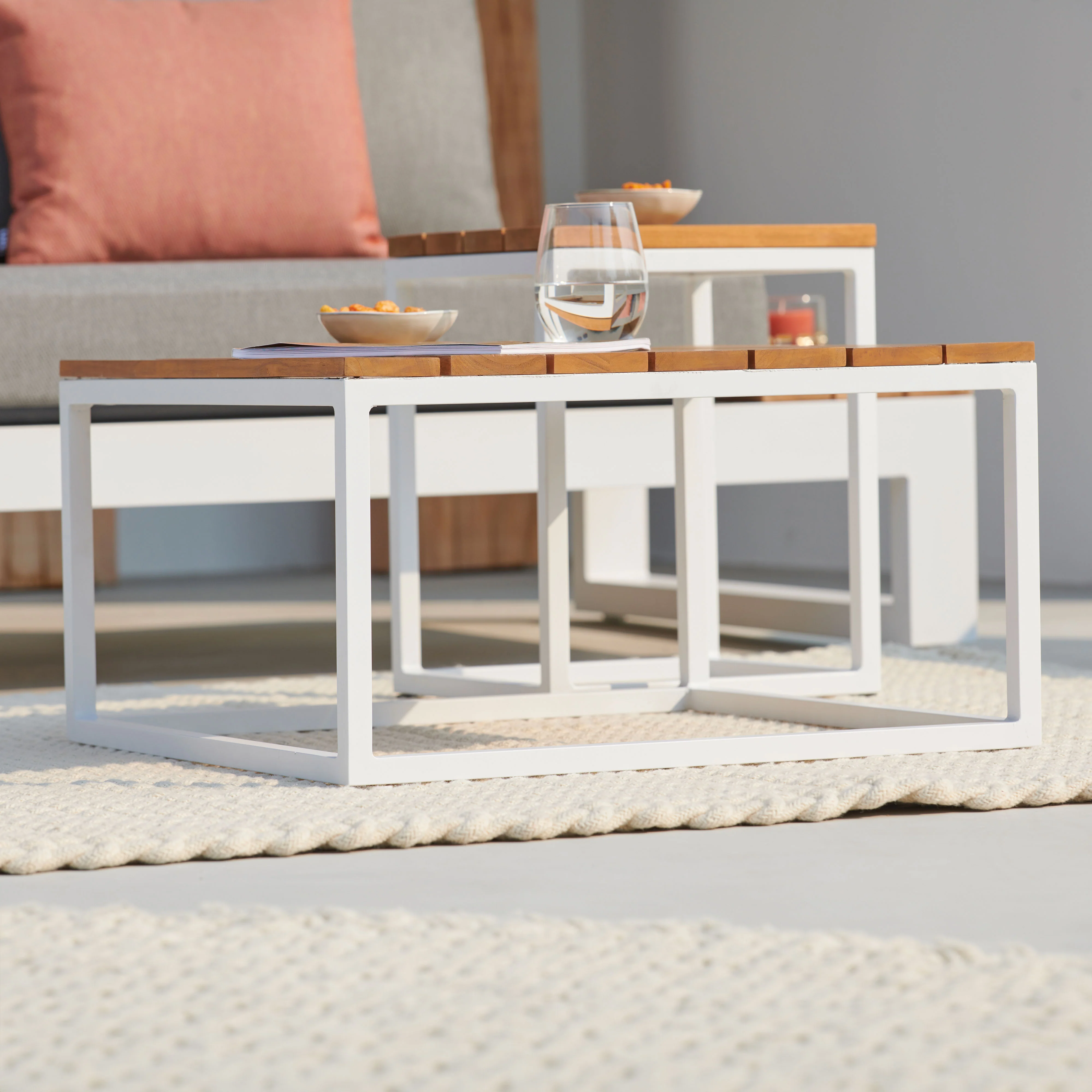 23" x 23" Coffee Table, White Frame - Image 2