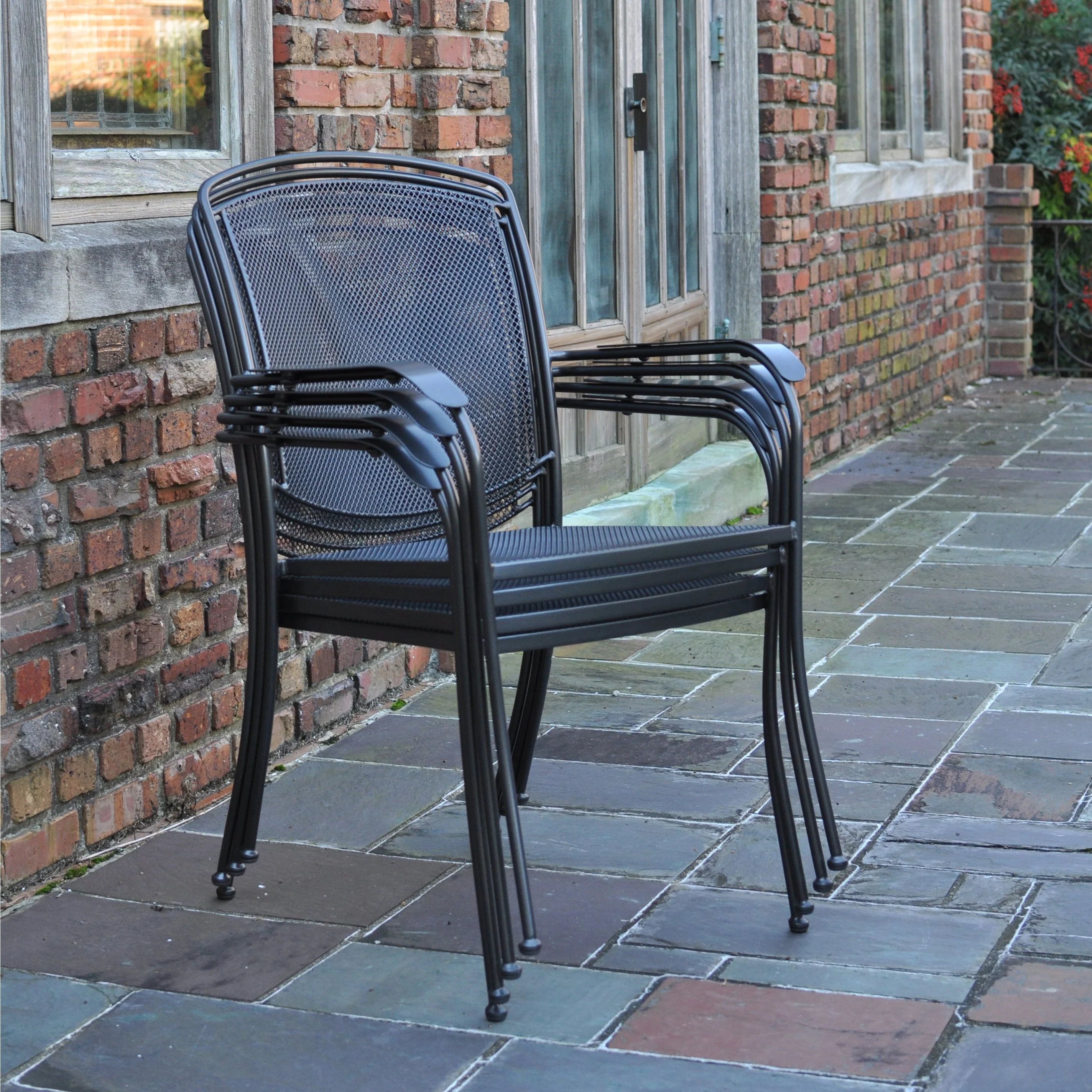 Henley 7-Piece Wrought Iron Mesh Dining Set - Image 6