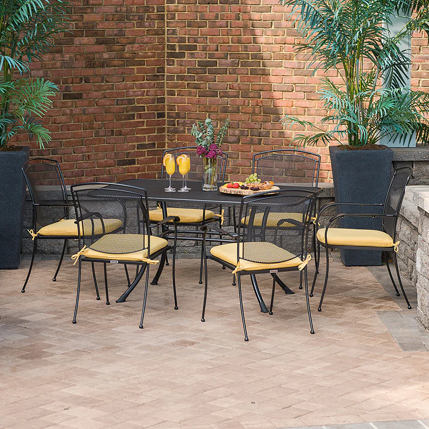 Henley Wrought Iron Mesh Stackable Arm Chair - Set Of 6 - Image 2