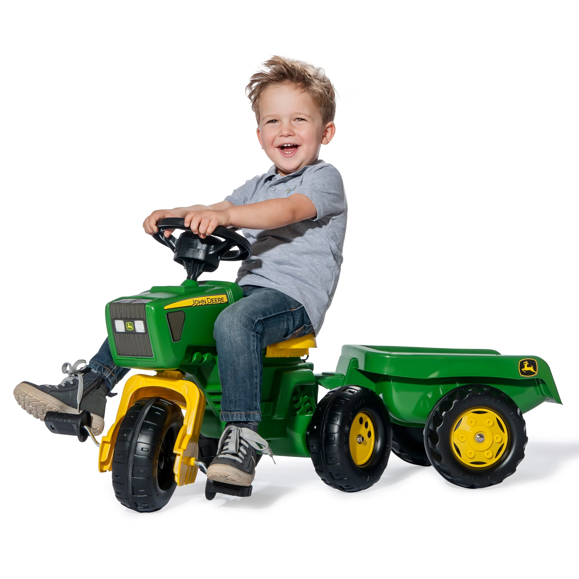John Deere 3-Wheeled Pedal Tractor With Trailer - Image 4