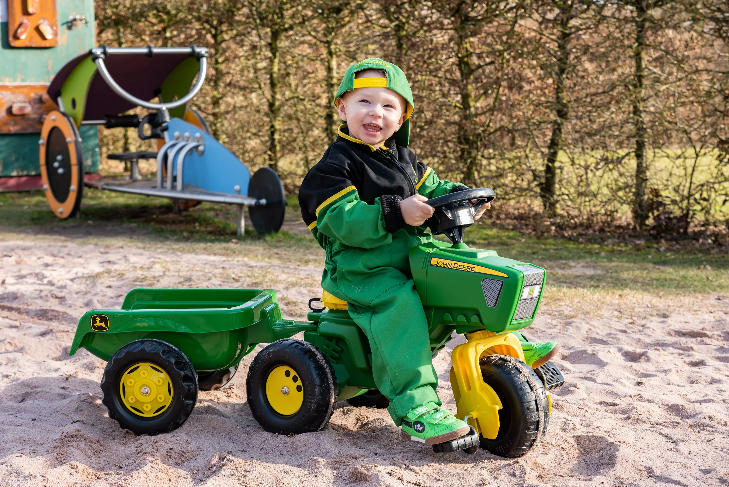 John Deere 3-Wheeled Pedal Tractor With Trailer - Image 6