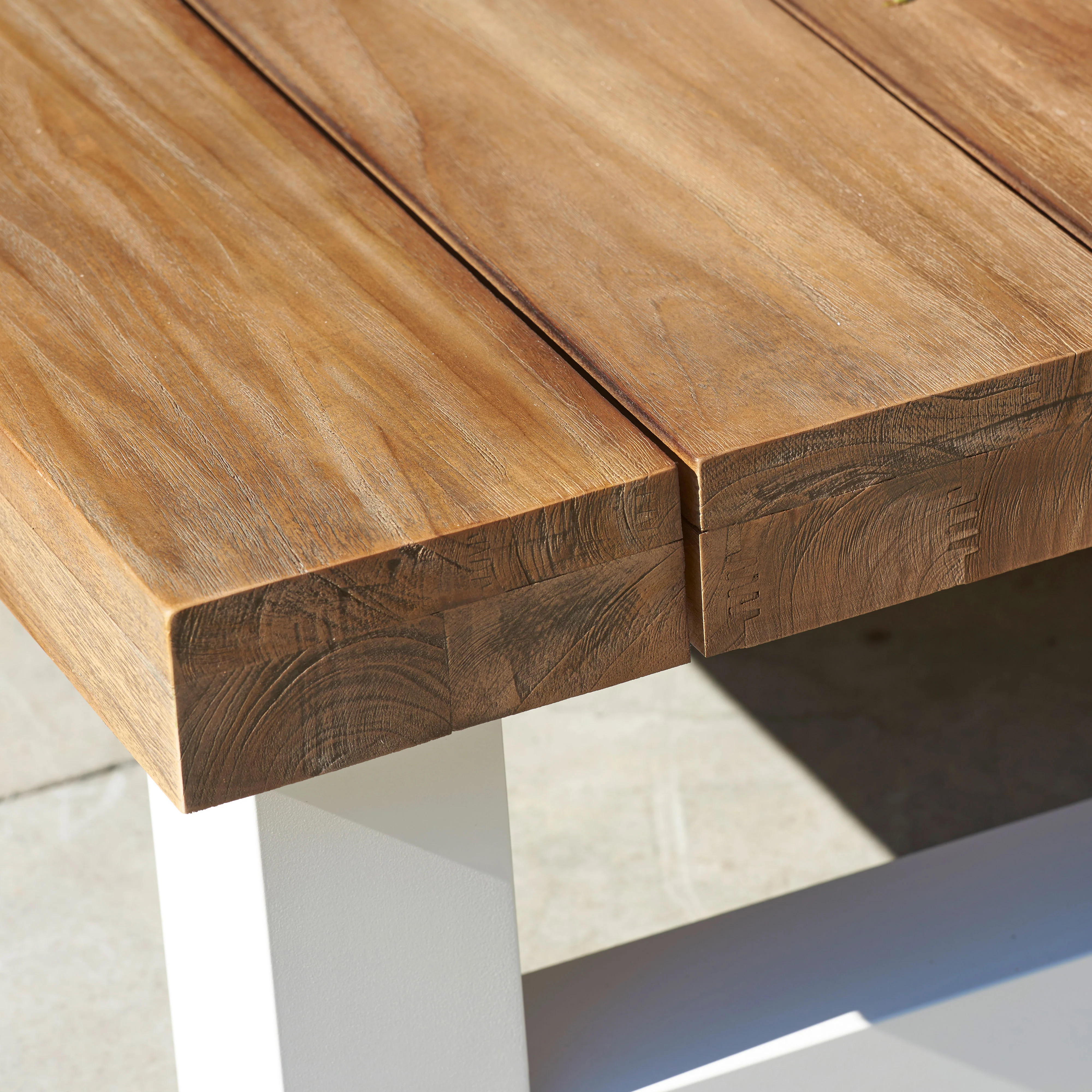 Nevada Teak Top 55-inch Coffee Table, White - Image 3