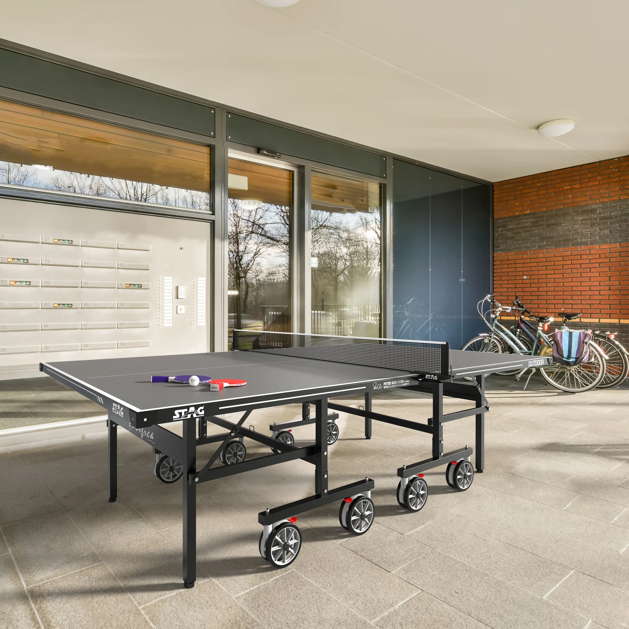 Pacifica Gray Outdoor Table Tennis Table - 4-Player Bundle - Image 4