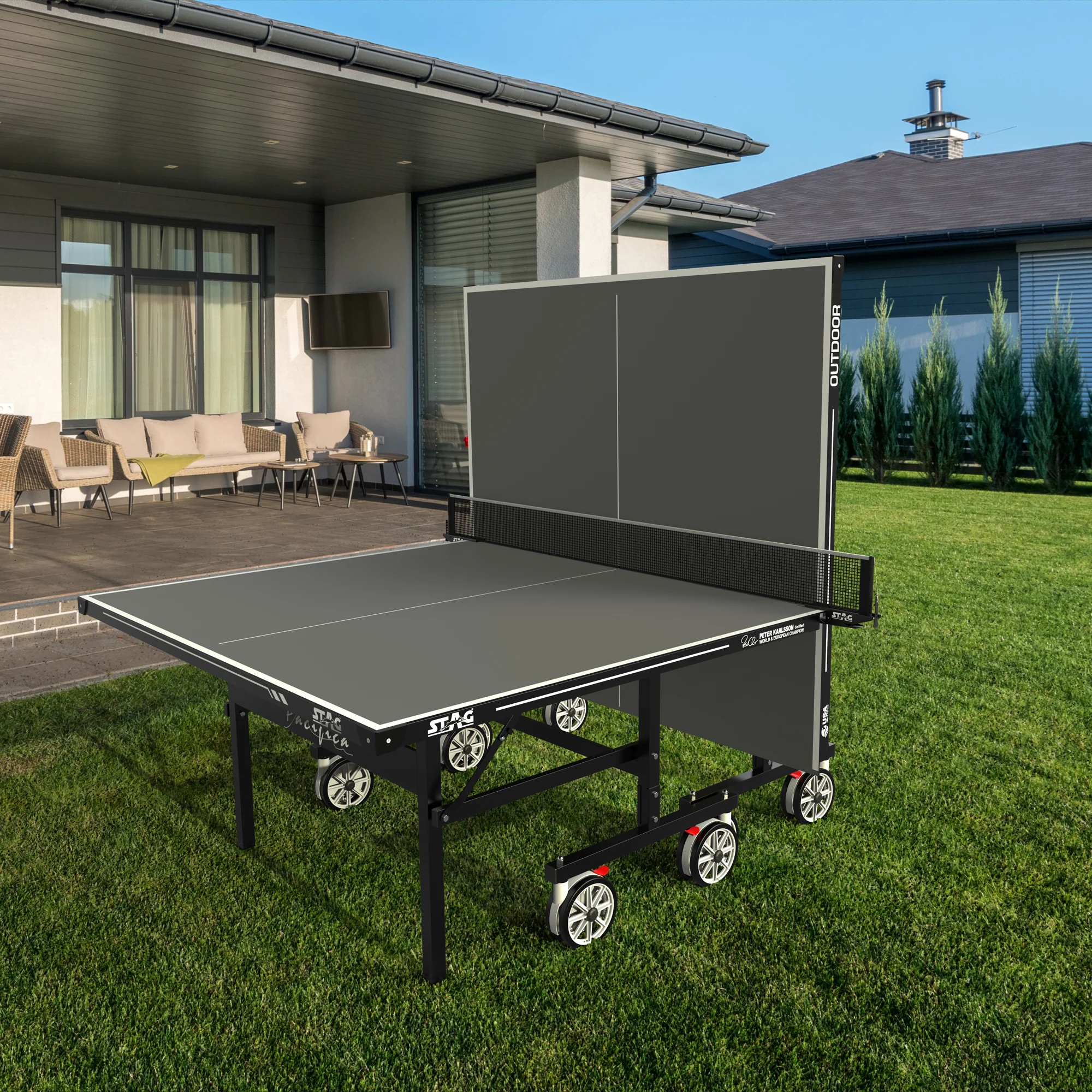 Pacifica Gray Outdoor Table Tennis Table - 4-Player Bundle - Image 5