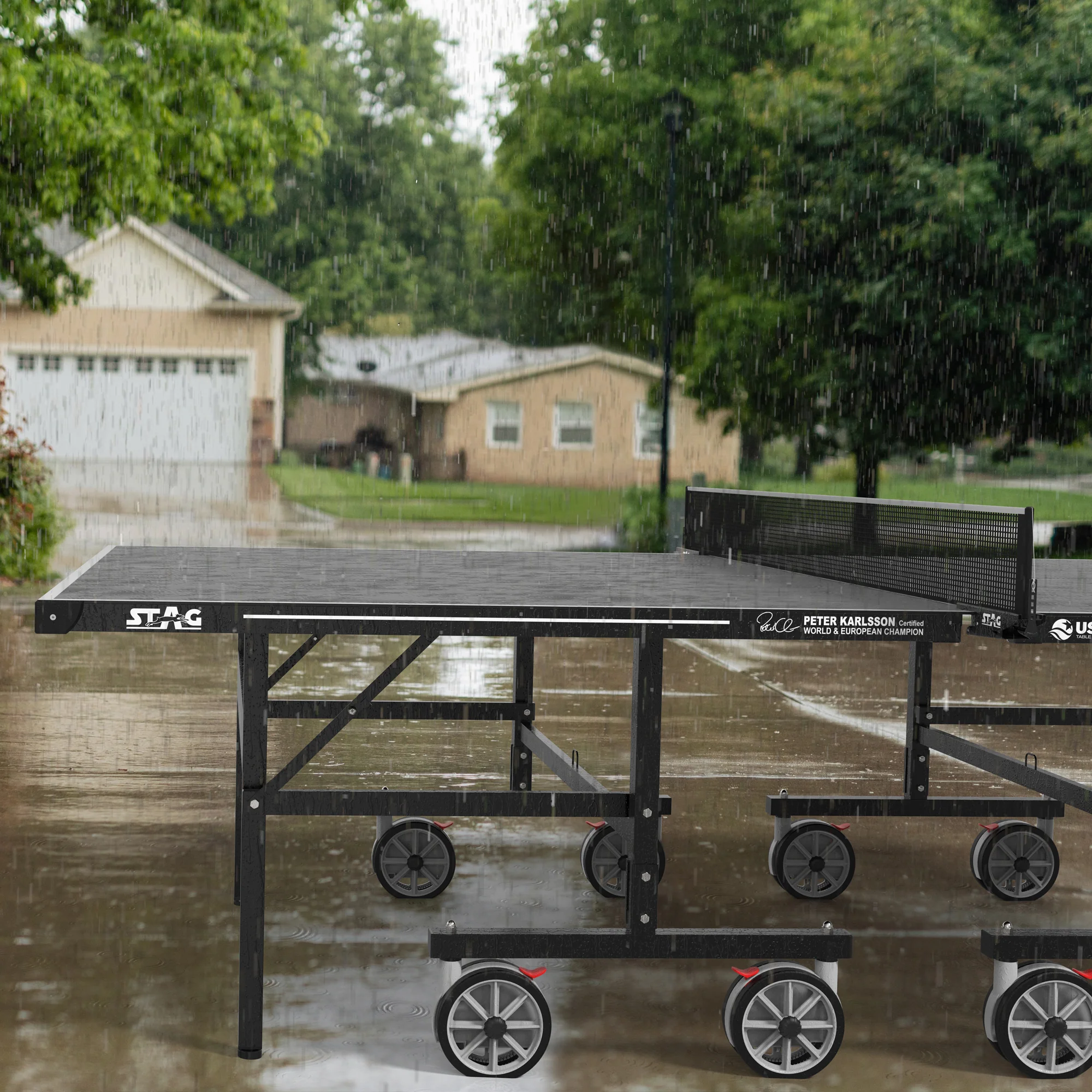 Pacifica Gray Outdoor Table Tennis Table - 4-Player Bundle - Image 6