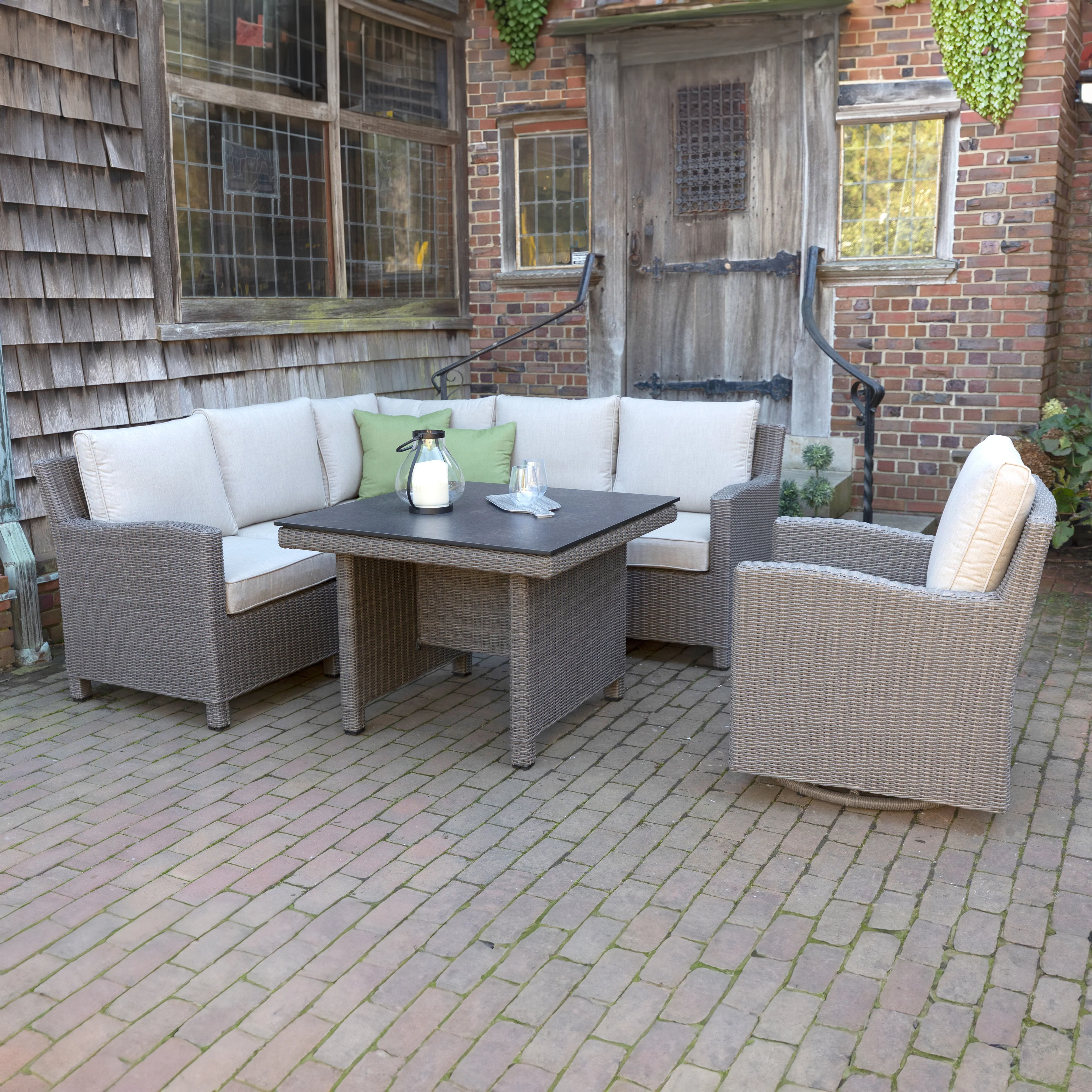 Palma Modular Wicker Corner Set with Swivel Glider - Image 2
