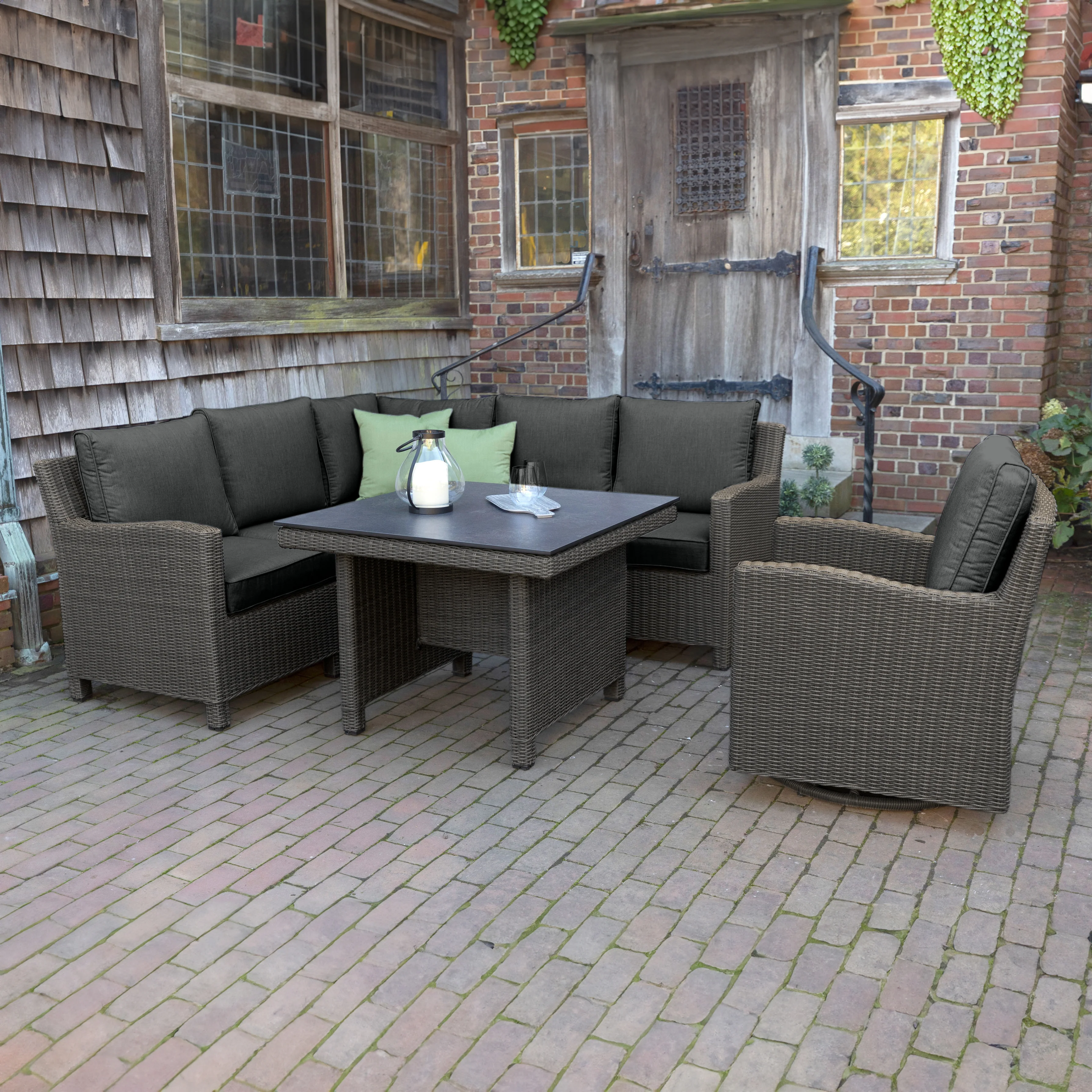 Palma Modular Wicker Corner Set with Swivel Glider - Image 3