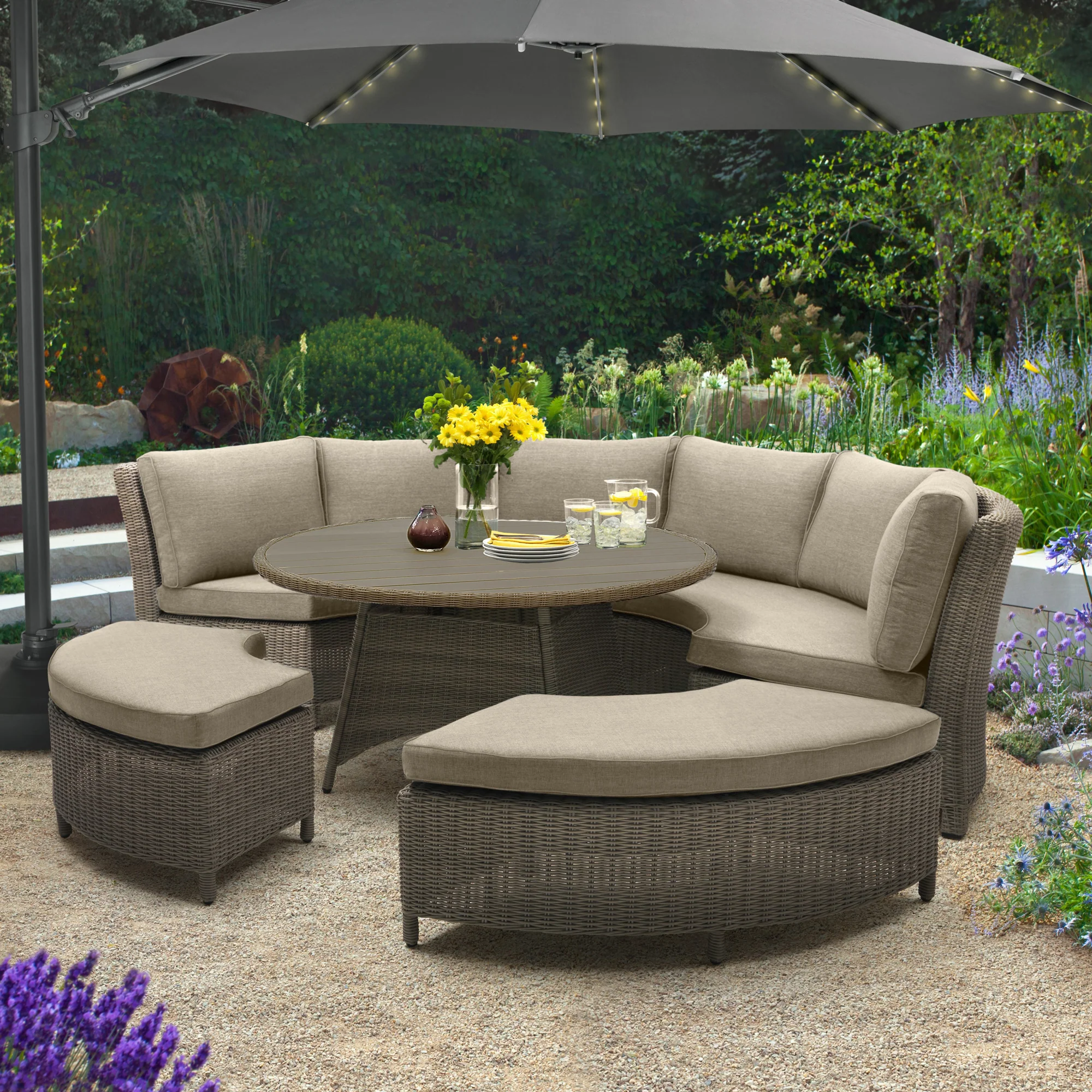 Palma Wicker Round Lounge Set - 5-Piece - Image 6