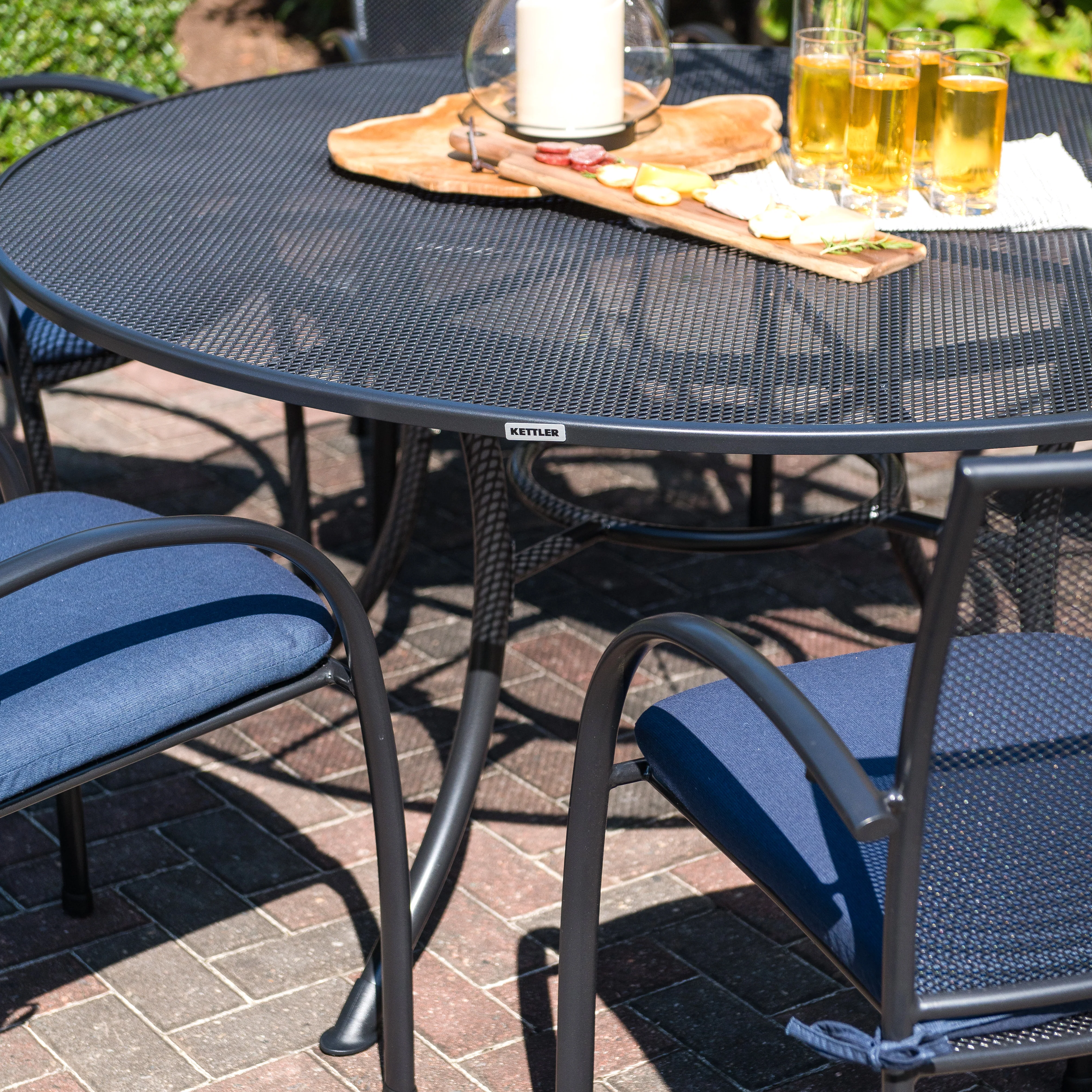 Pilano 7-Piece Round Wrought Iron Dining Set - Image 5
