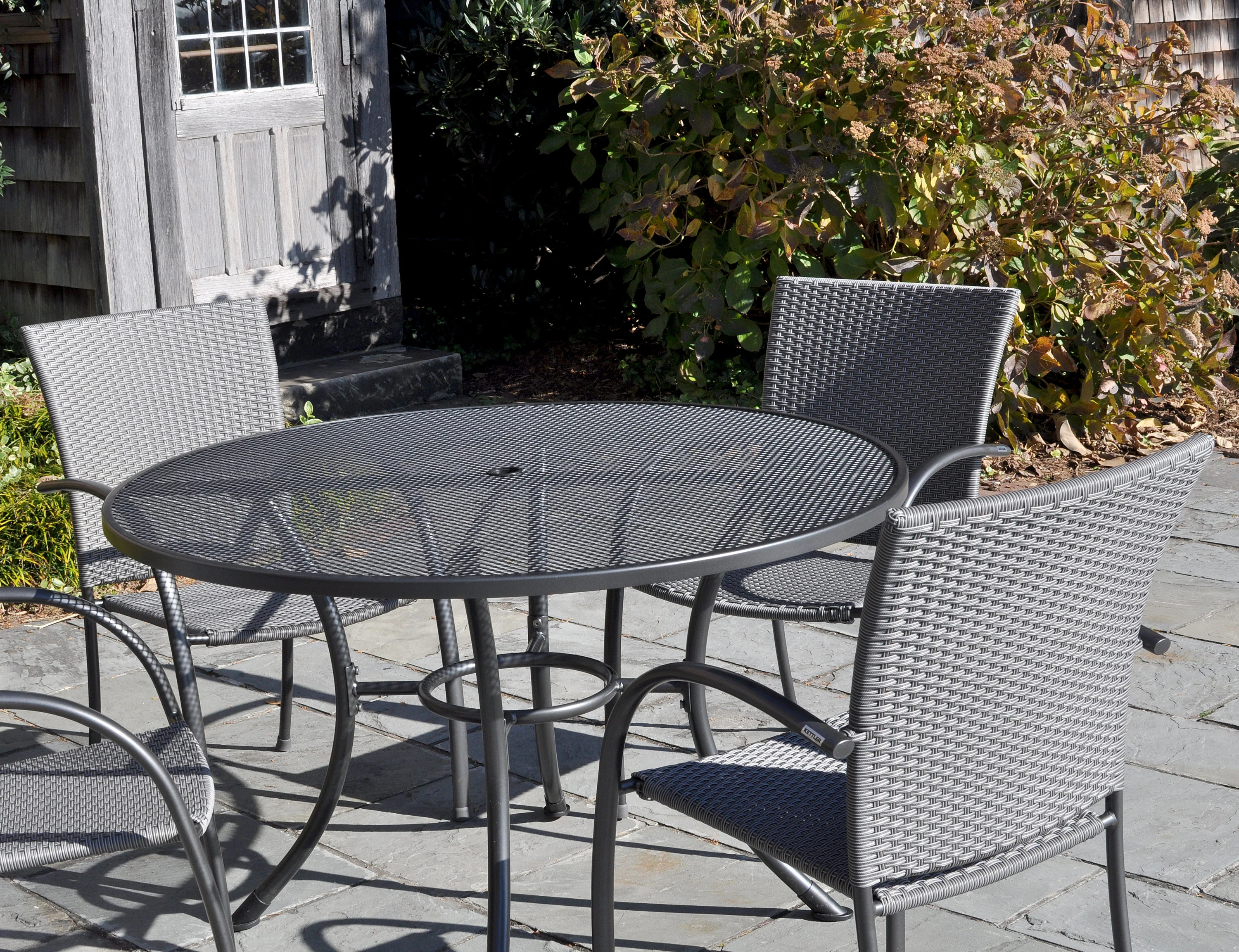 Pilano Woven Stackable Arm Chairs, Silver/Grey Weave - Set Of 6 - Image 4