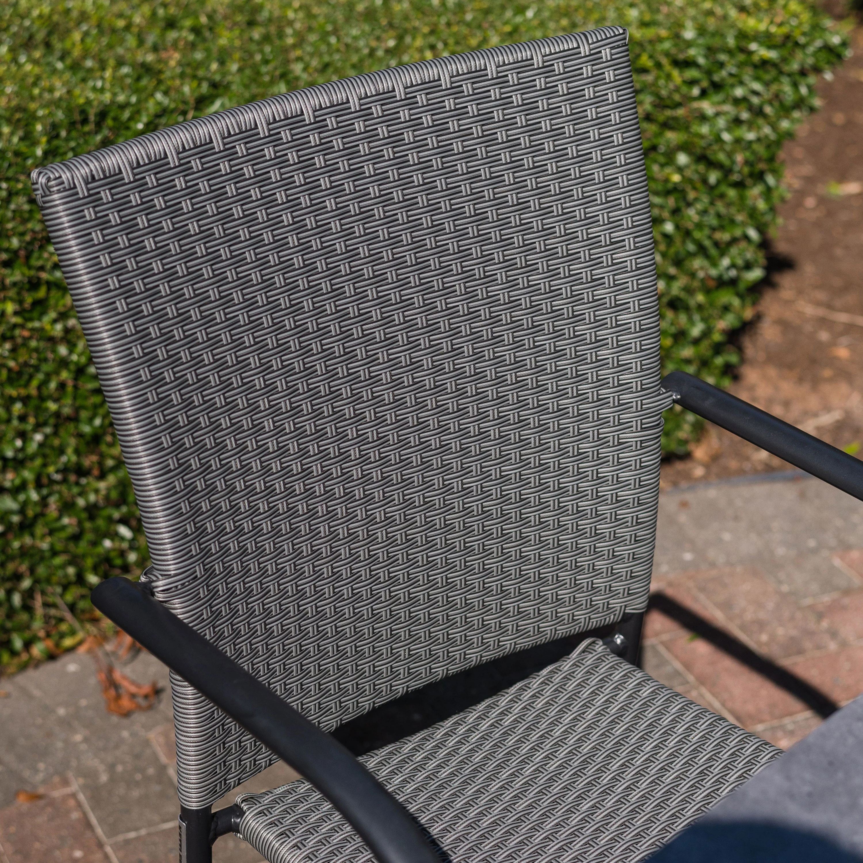 Pilano Woven Stackable Arm Chairs, Silver/Grey Weave - Set Of 6 - Image 7