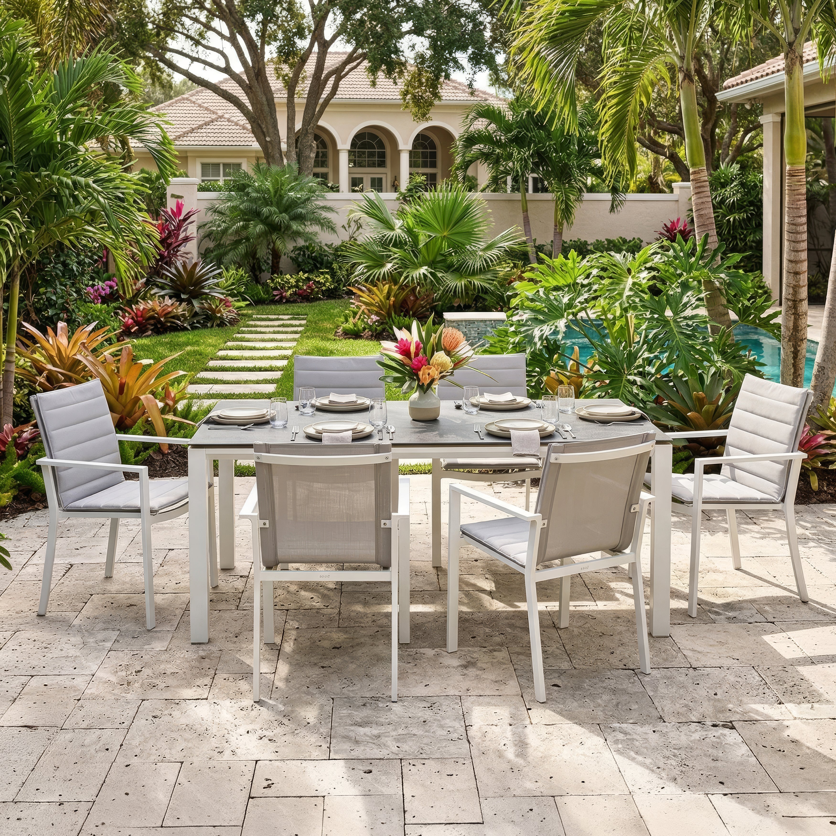 Primavera 7-Piece Dining Sets, White - Image 2