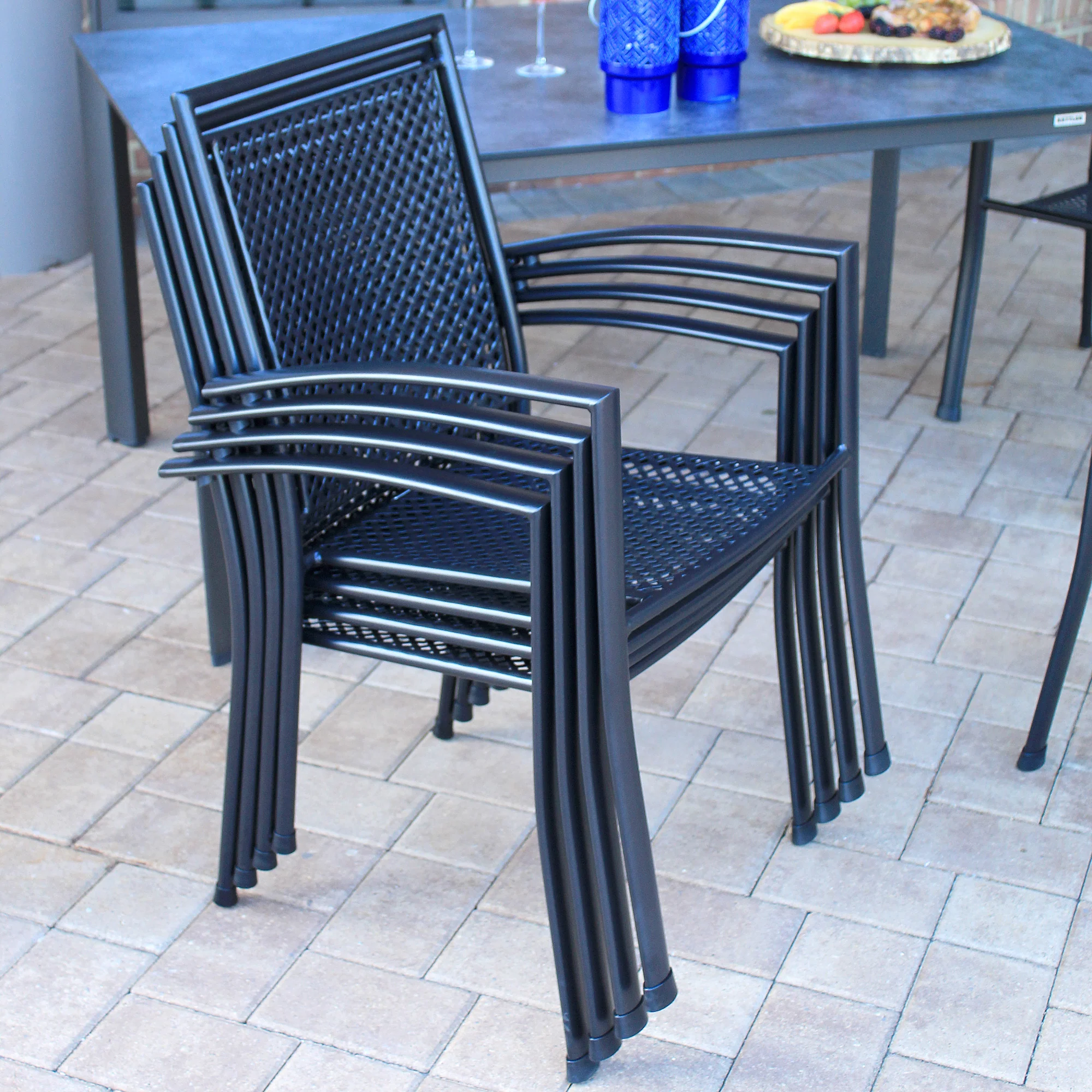Reno Wrought Iron Arm Chair - Set Of 6 - Image 3