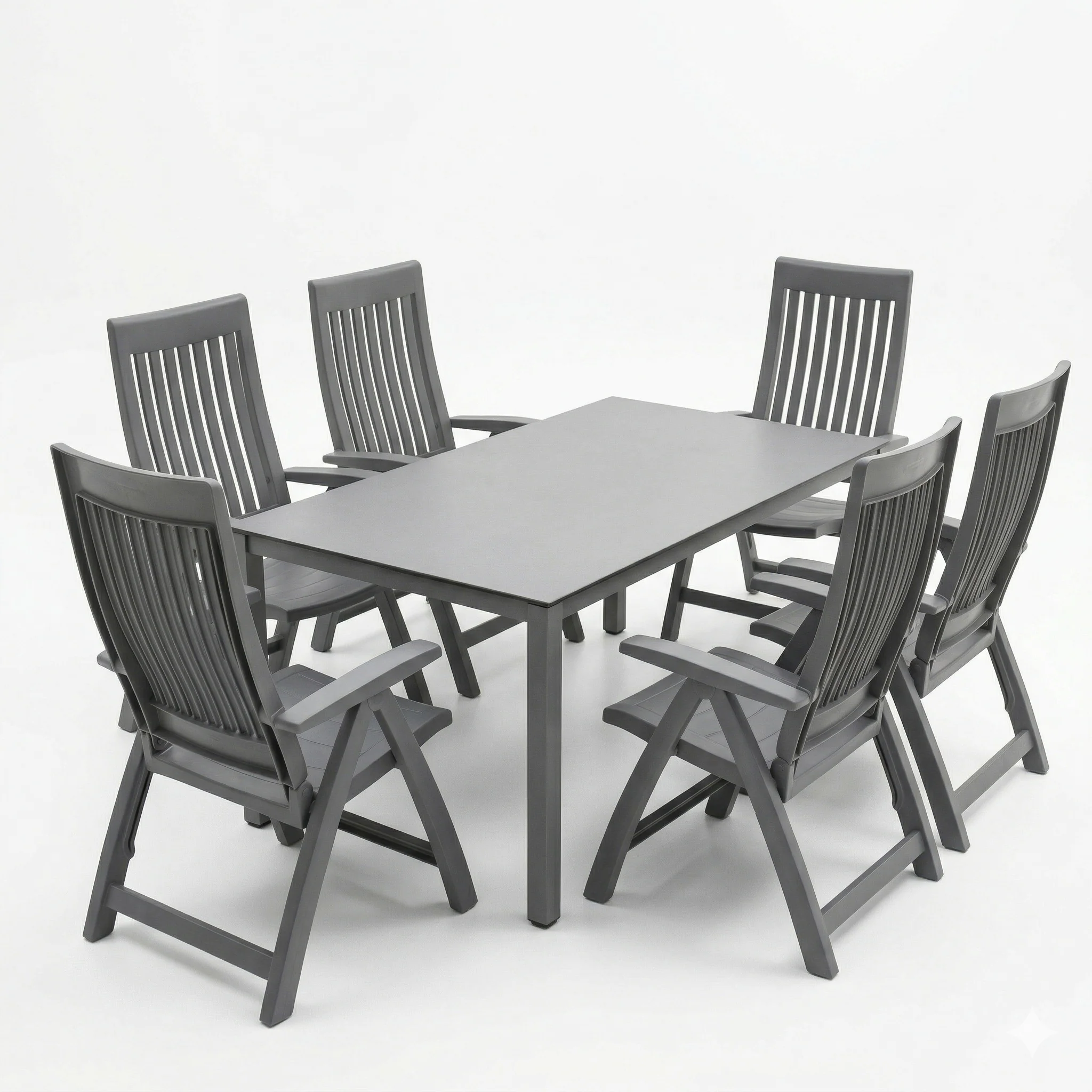 Roma 7-Piece Resin Dining Set, Anthracite - Image 2