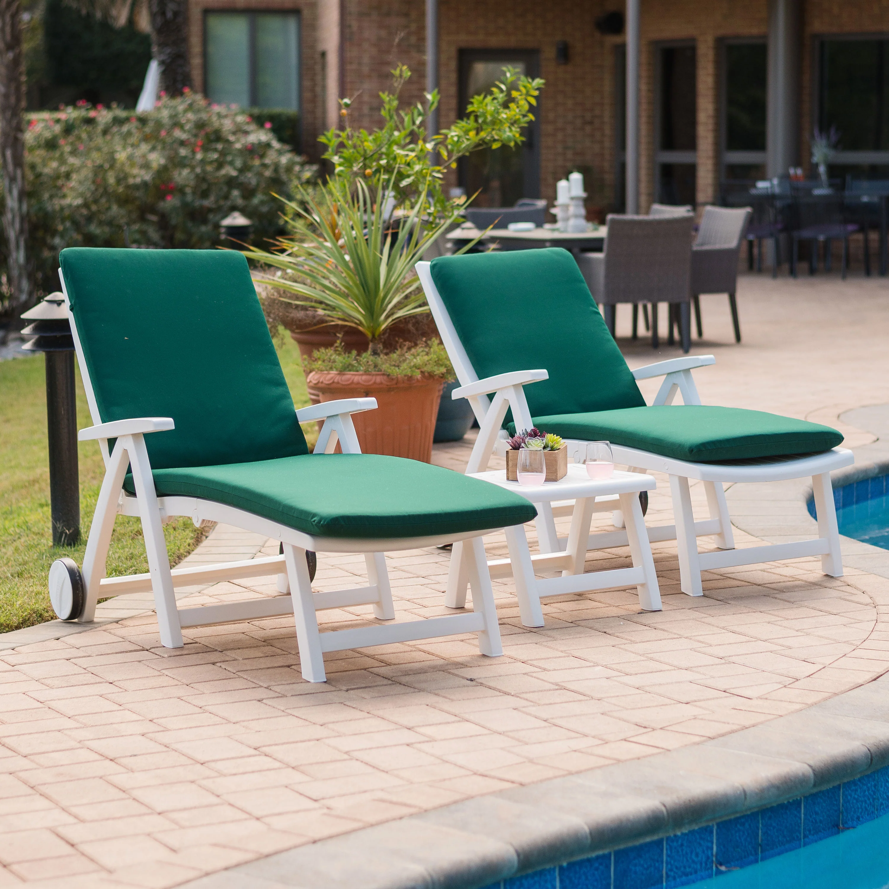 Roma Multi Position Lounger Set With Table &amp; Cushions