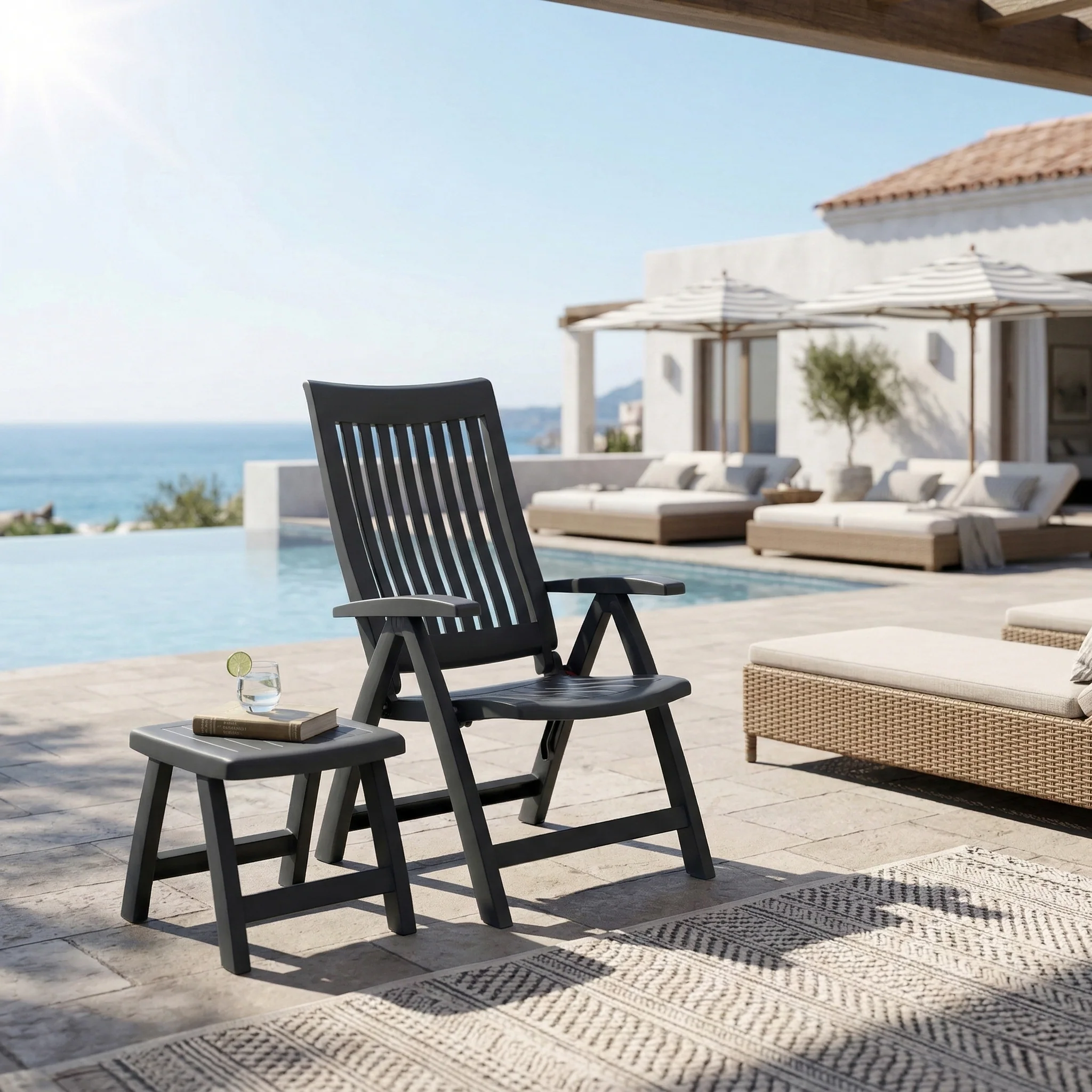 Roma Polymer Resin Multi Position Chair, Anthracite - Image 7