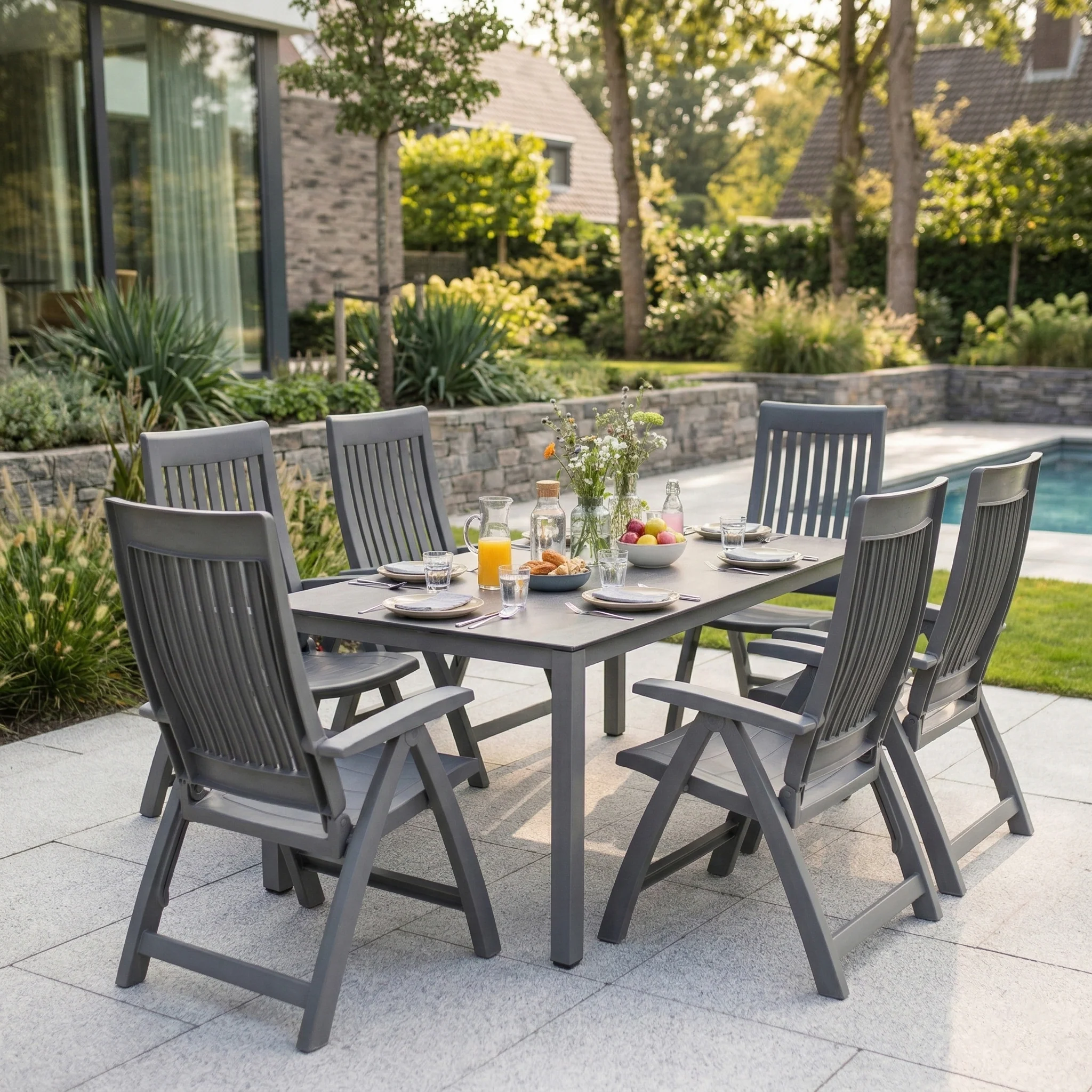 Roma Polymer Resin Multi Position Chair, Anthracite - Image 9