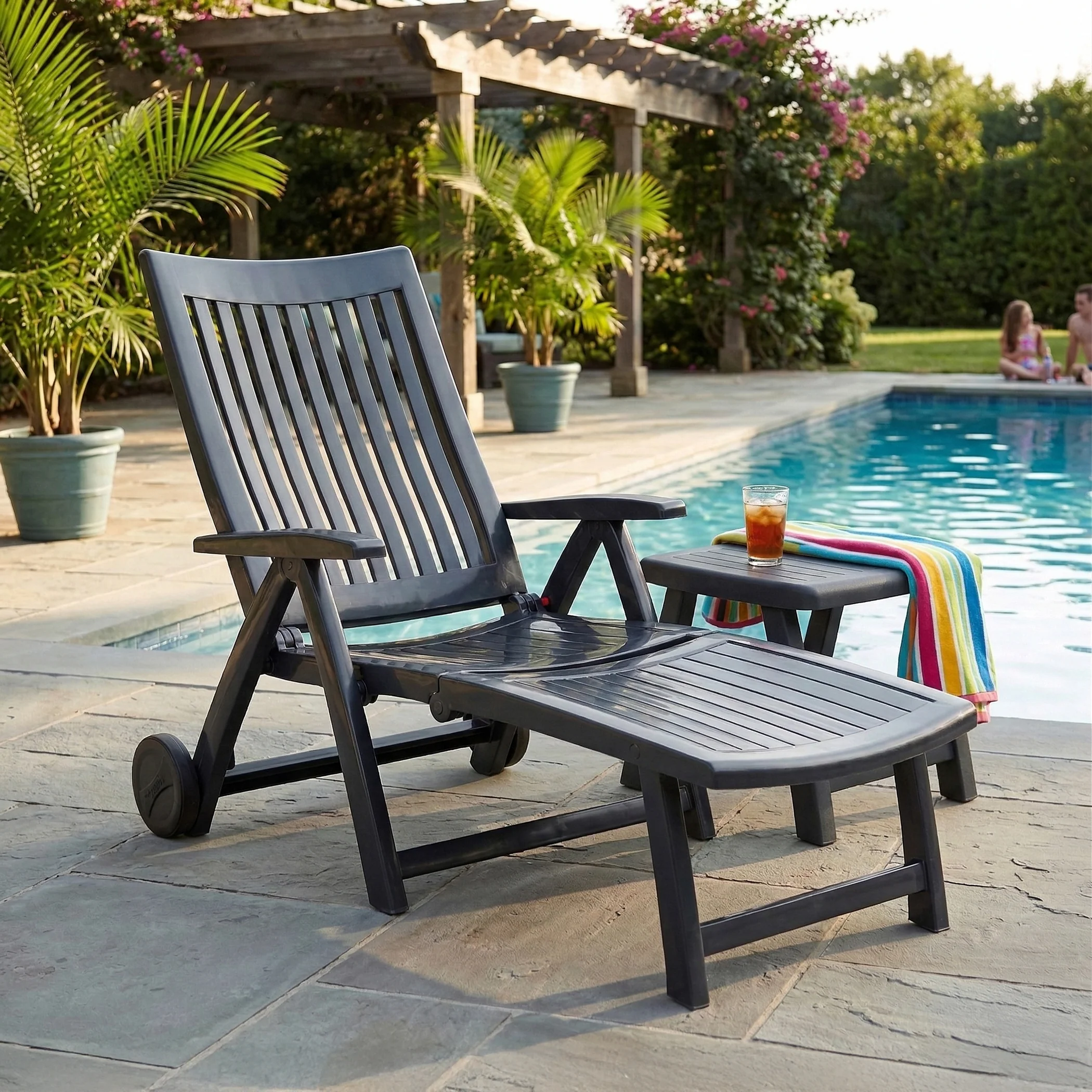 Roma Polymer Resin Multi-Position Lounger, Anthracite