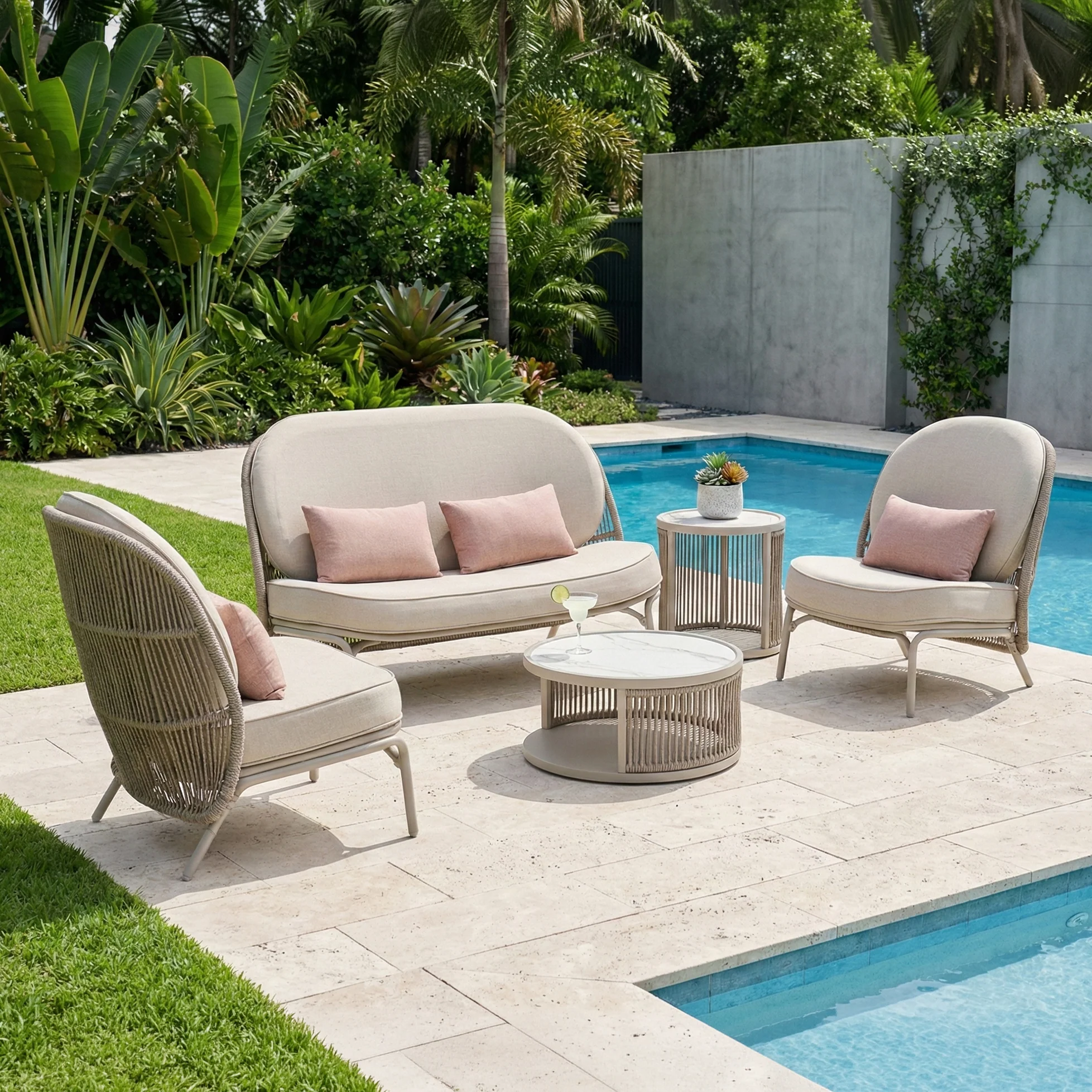 Shell 5-Piece Lounge Set with Pillows
