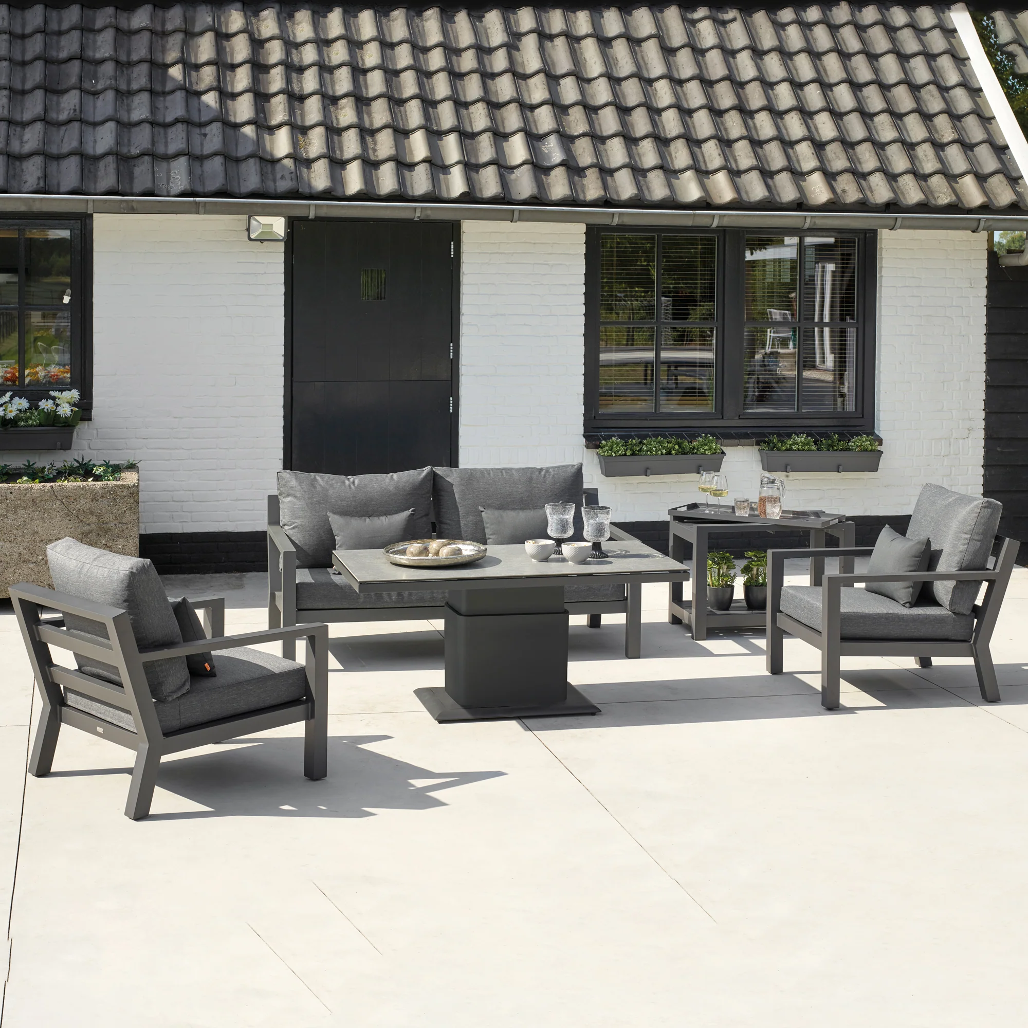 Timber Lounge Set with Adjustable Table