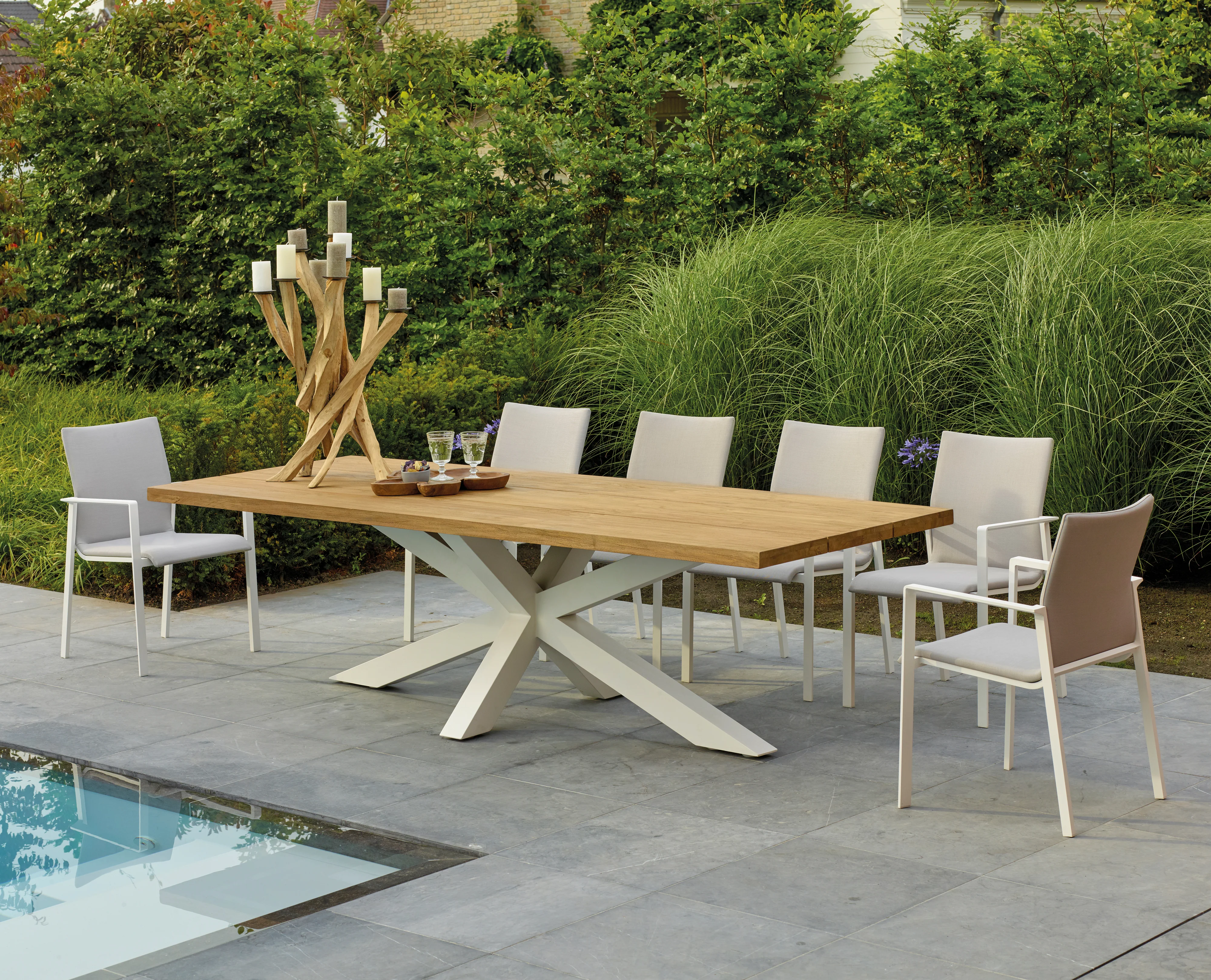 Timor 90x40-inch Teak Top Dining Table - Image 3
