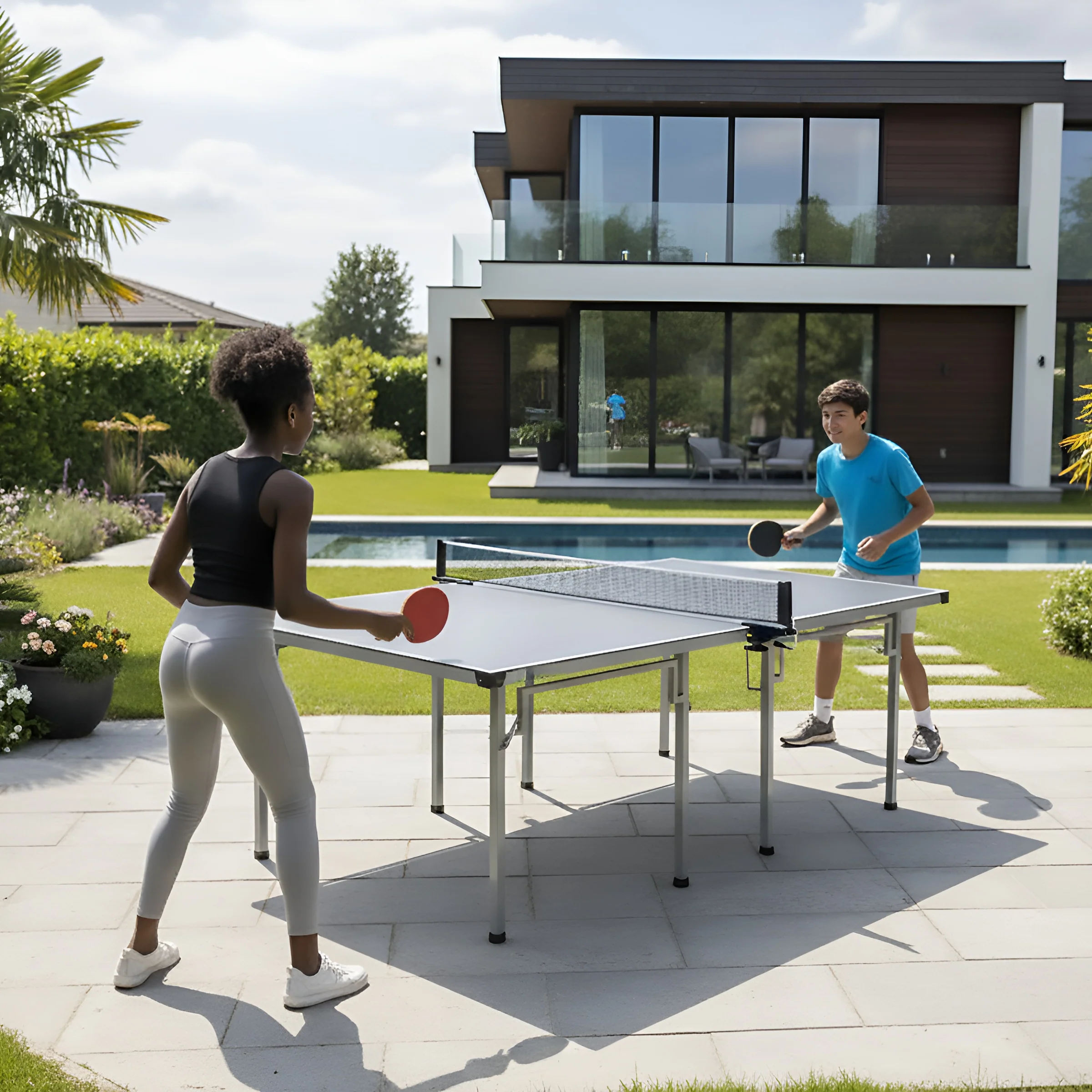 Versa Convertible Outdoor Table Tennis Table with 2-Player Set - Image 3