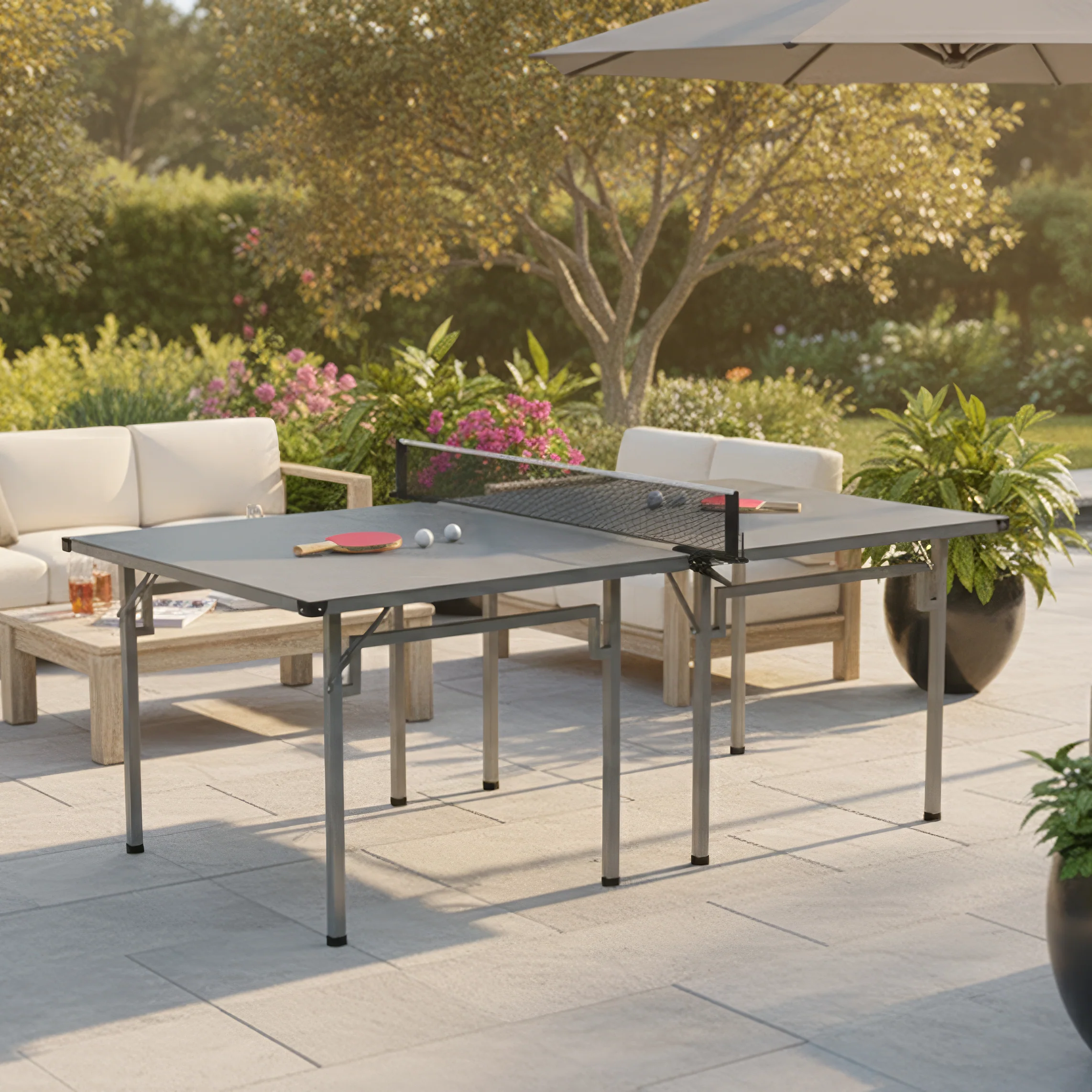 Versa Convertible Outdoor Table Tennis Table with 2-Player Set - Image 8